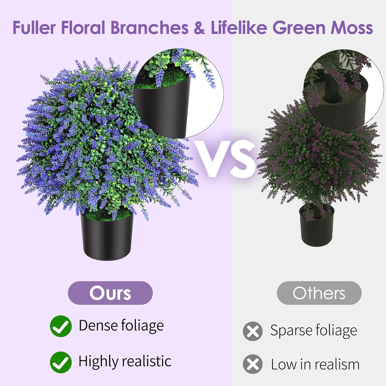 216 Inch Artificial Lavender Topiary Trees Set of 2