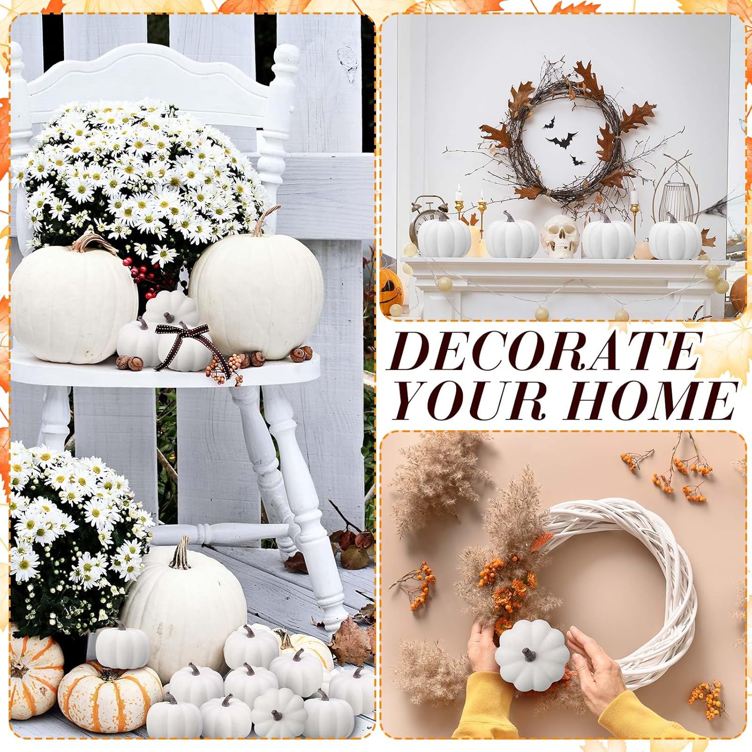 Liliful 4 Inch Artificial Foam Pumpkins 12 Pcs Fall Decor