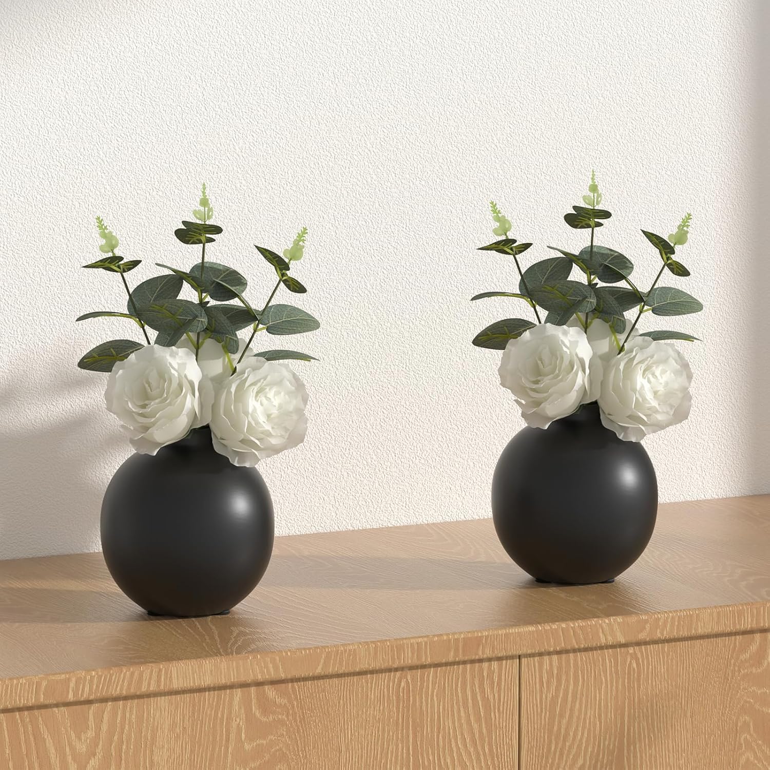 Artificial Flowers with Ceramic Vase Set of 2