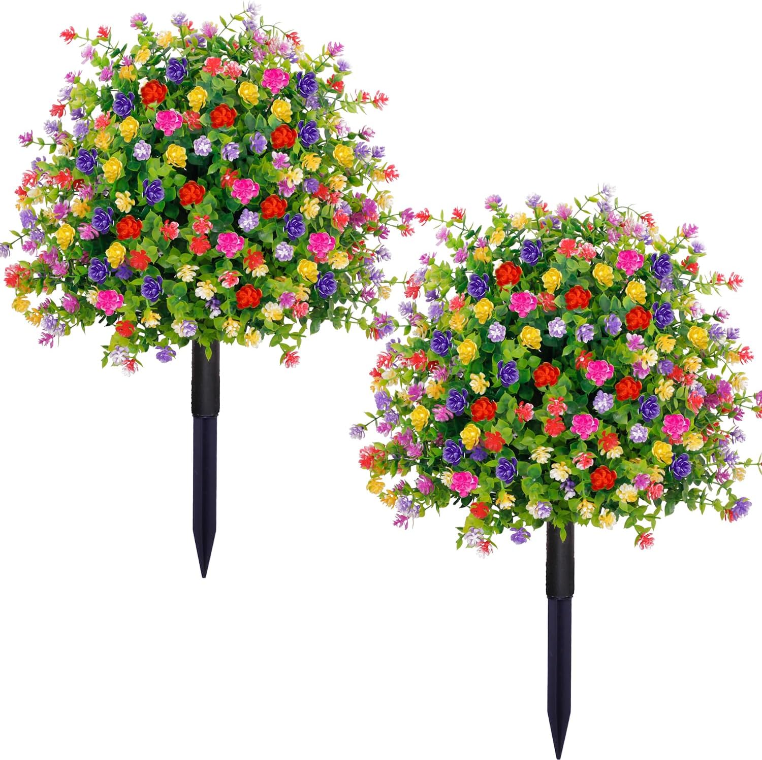 2 Pack Artificial Topiary Ball Trees with Ground Spike