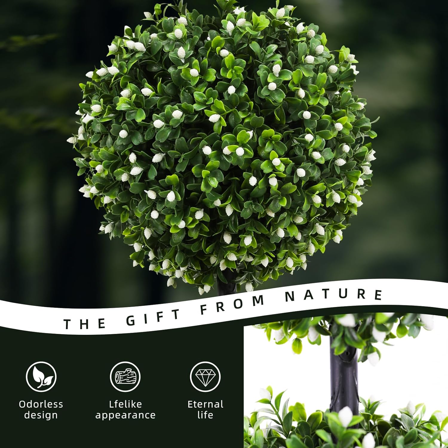 LUWENER 3FT Artificial Boxwood Topiary Set