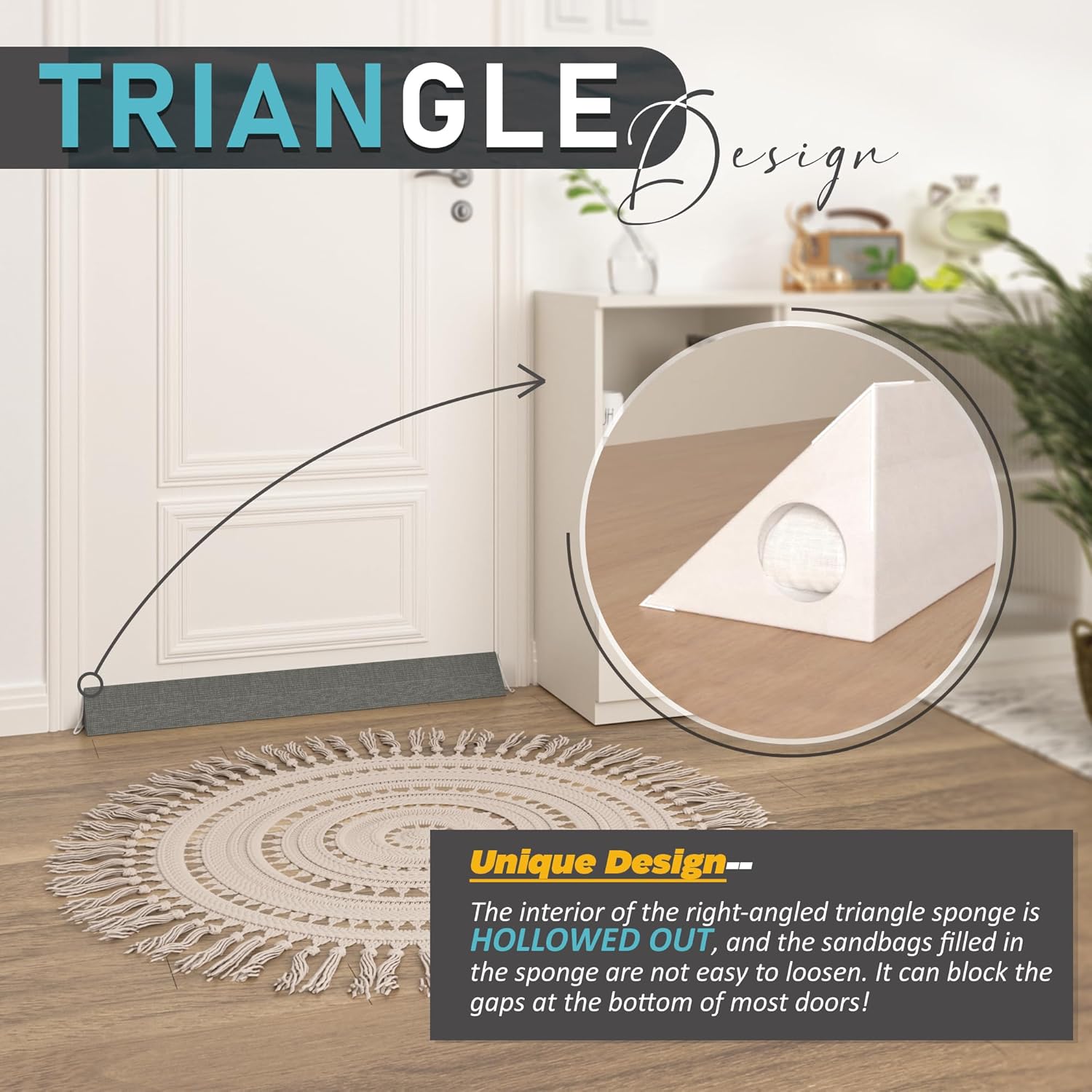 SYIPO Triangle Door Draft Stopper 354 Inches Brown