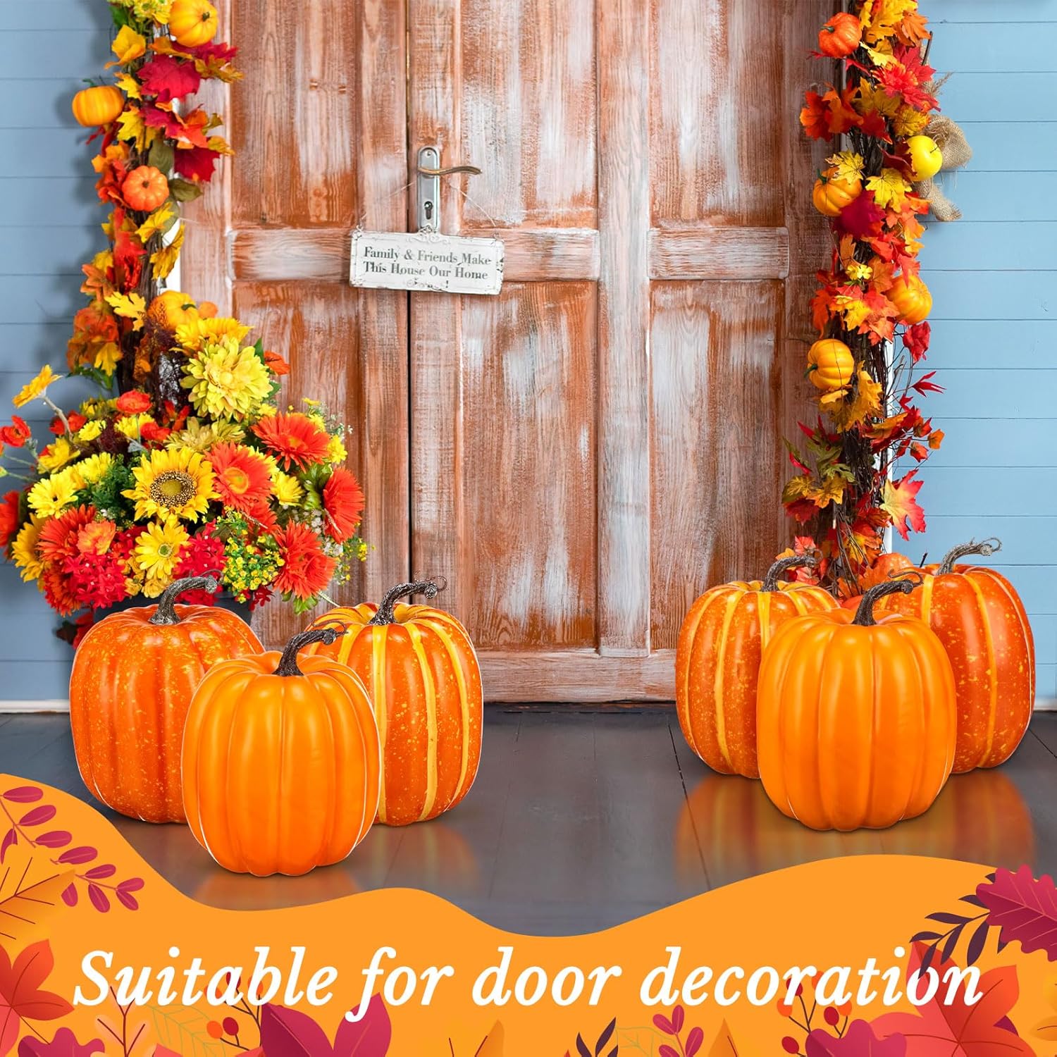 VioraWhite 6 Pcs Artificial Pumpkins Fall Decor