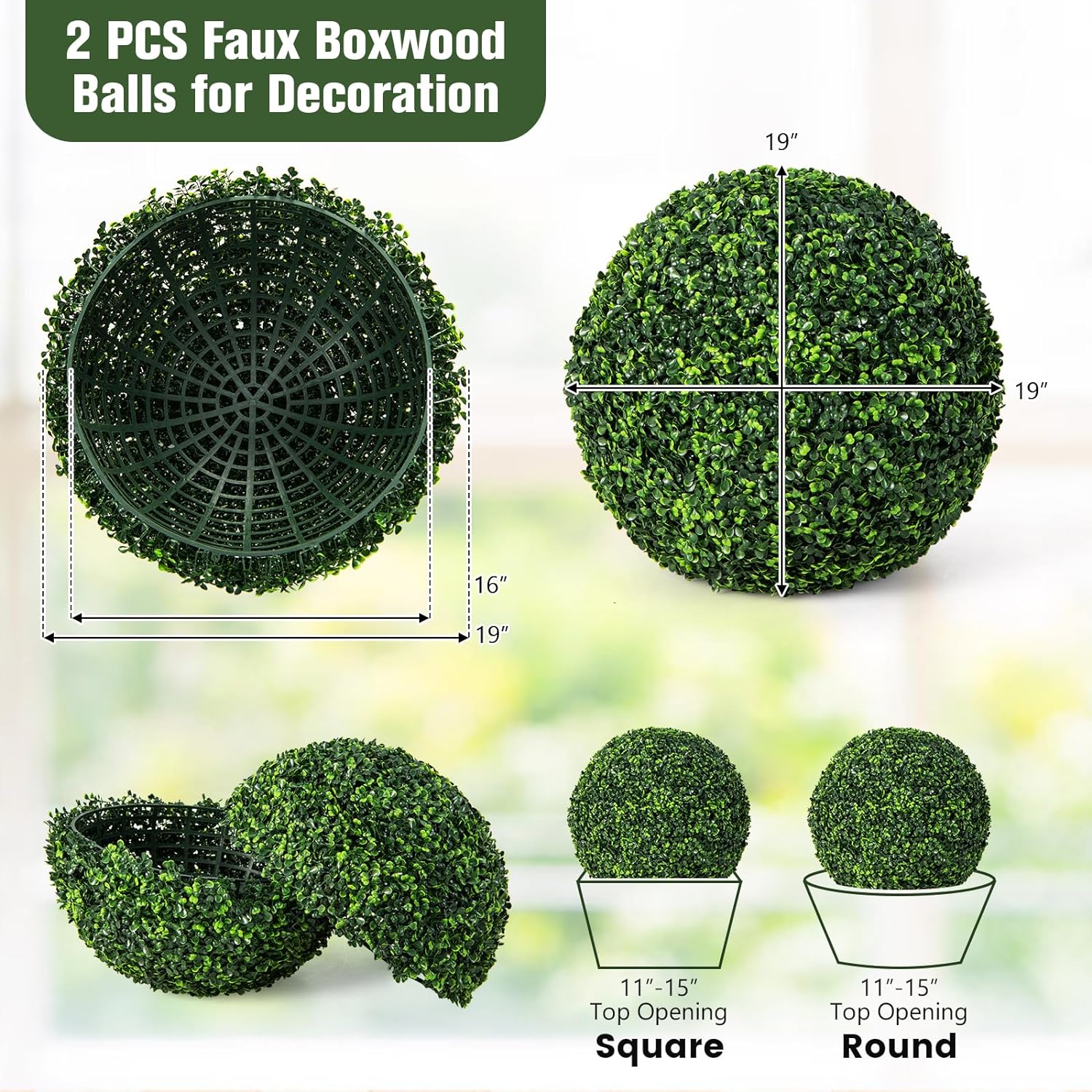 Goplus 2PCS 19 Inch Artificial Topiary Ball Set