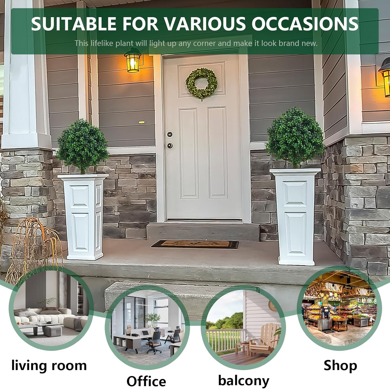 UNADRA Fake Bushes Artificial Shrubs Set UV Resistant 236 Inch Faux Plants
