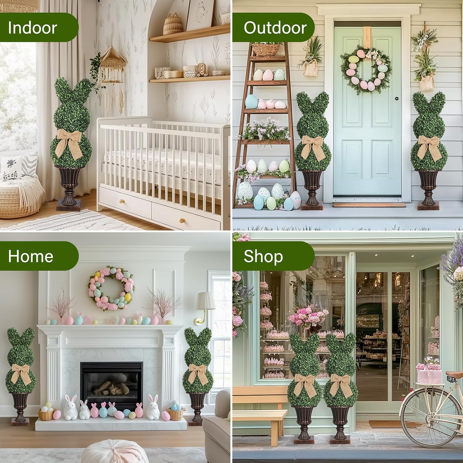 GarveeHome 39 Inch Artificial Bunny Topiary Tree Set of 2