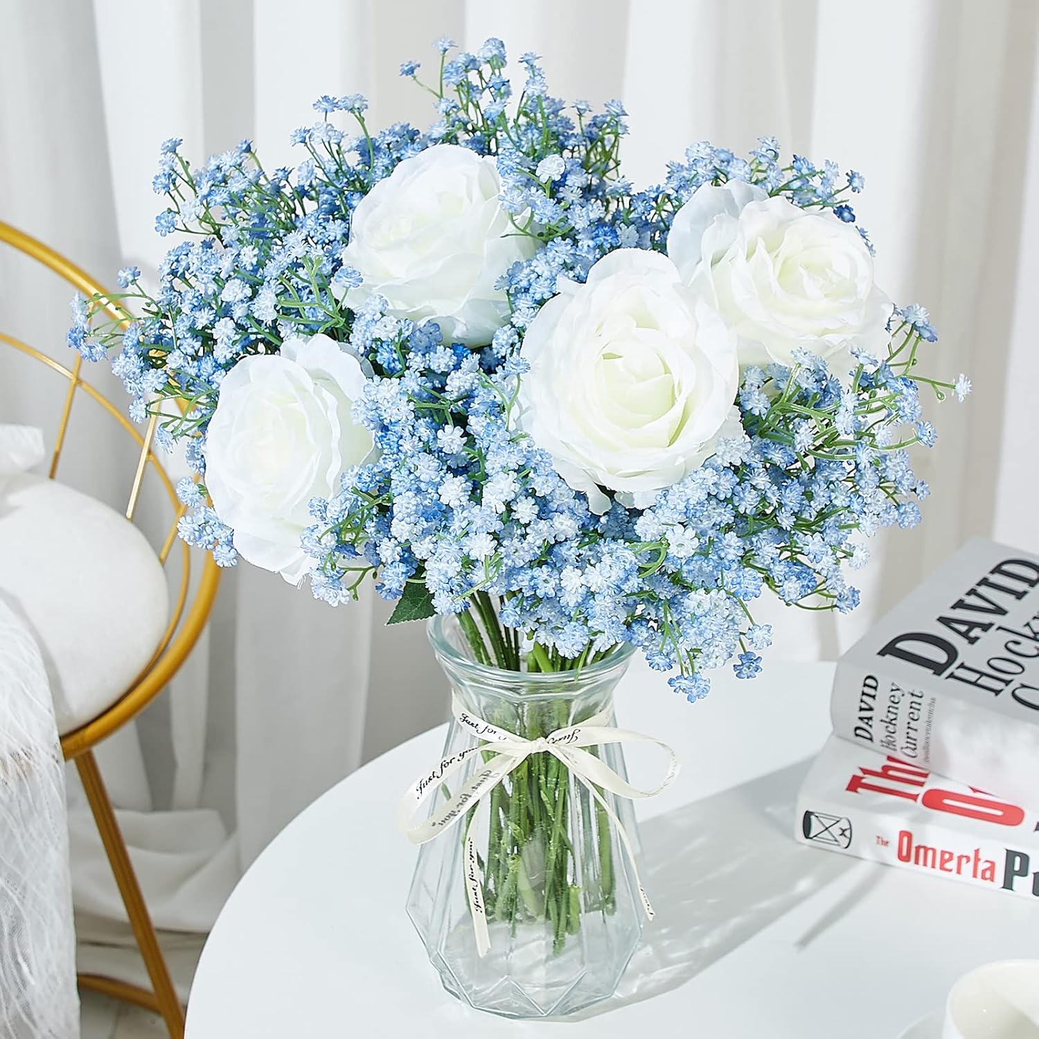 LYLYFAN Babys Breath Artificial Flowers 12Pcs Blue Gypsophila Wedding Decoration