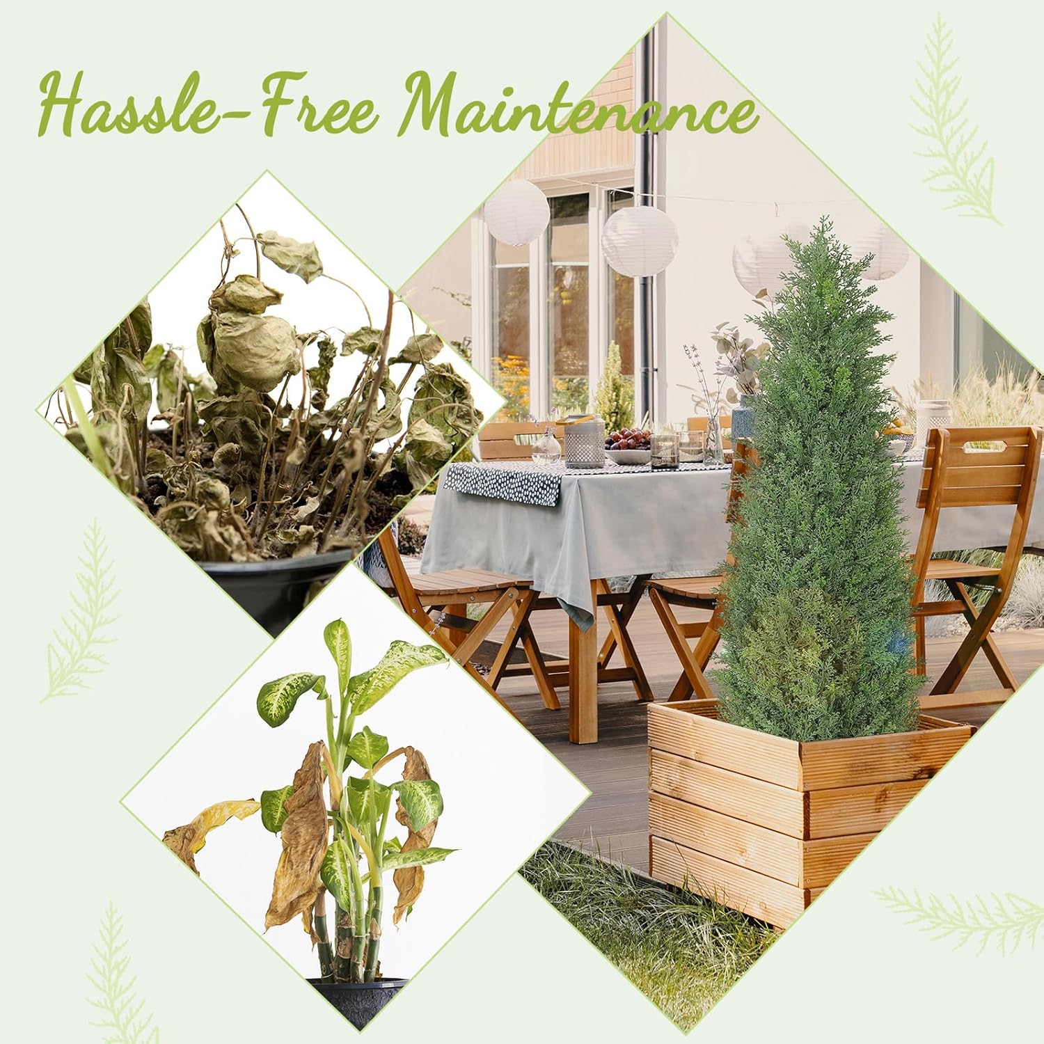 MANASENLUSH Artificial Cedar Topiary Trees 3FT Set of 2