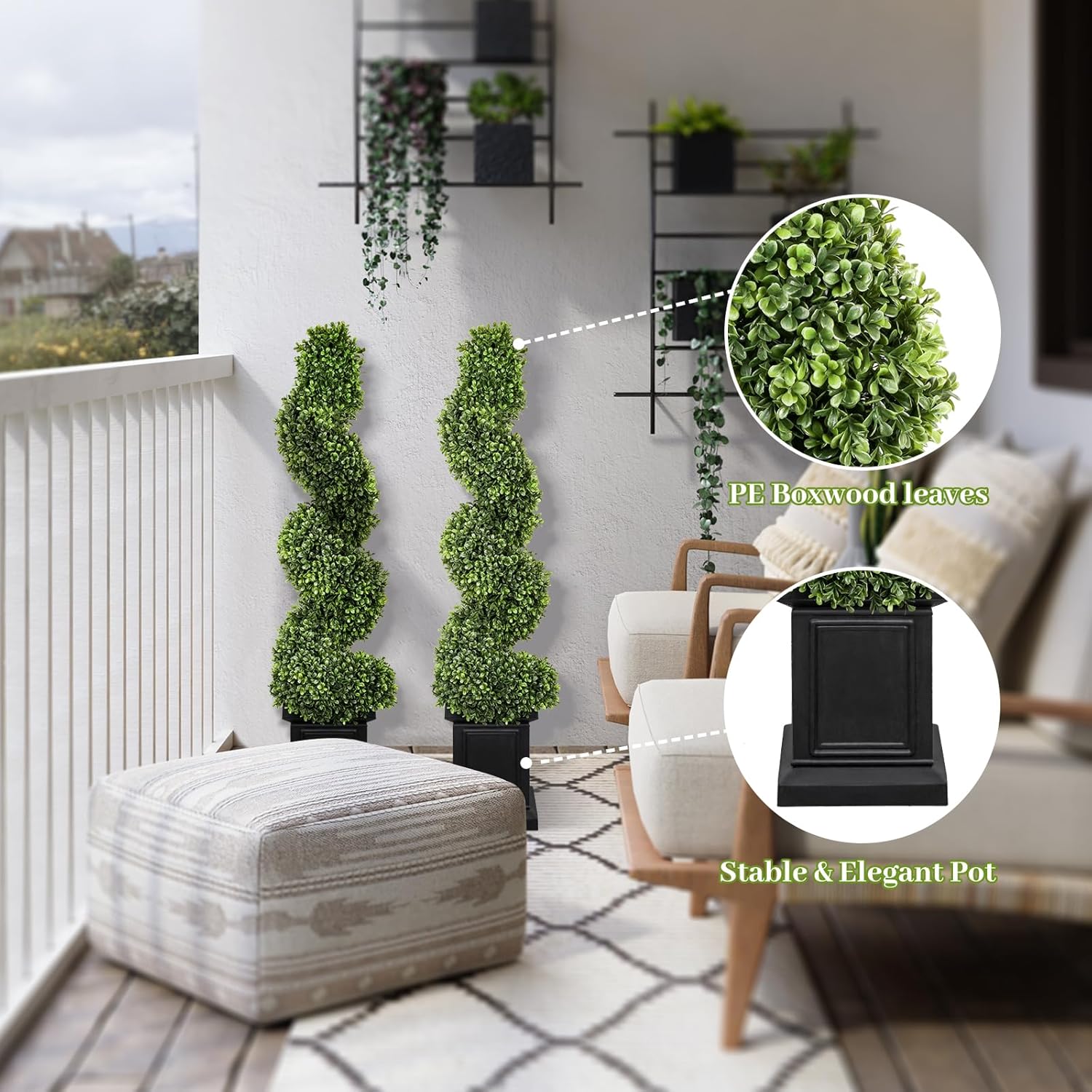 Artificial Boxwood Spiral Topiary Tree 35ft Tall