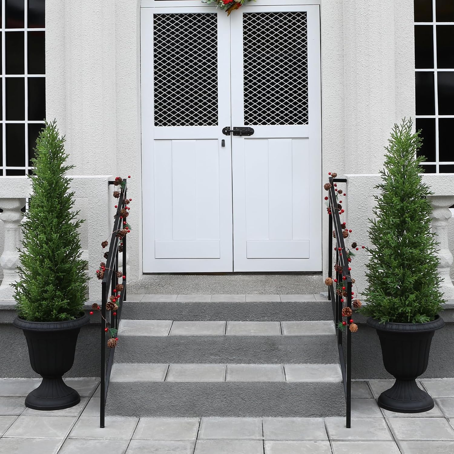 Artificial Cedar Topiary Trees Set of 2 4FT Indoor Outdoor