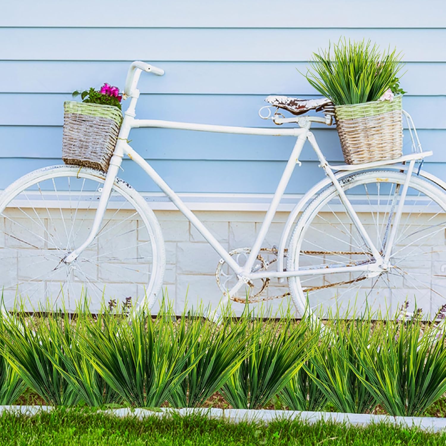 10 Pack Artificial Grass Plants for Outdoor Decor