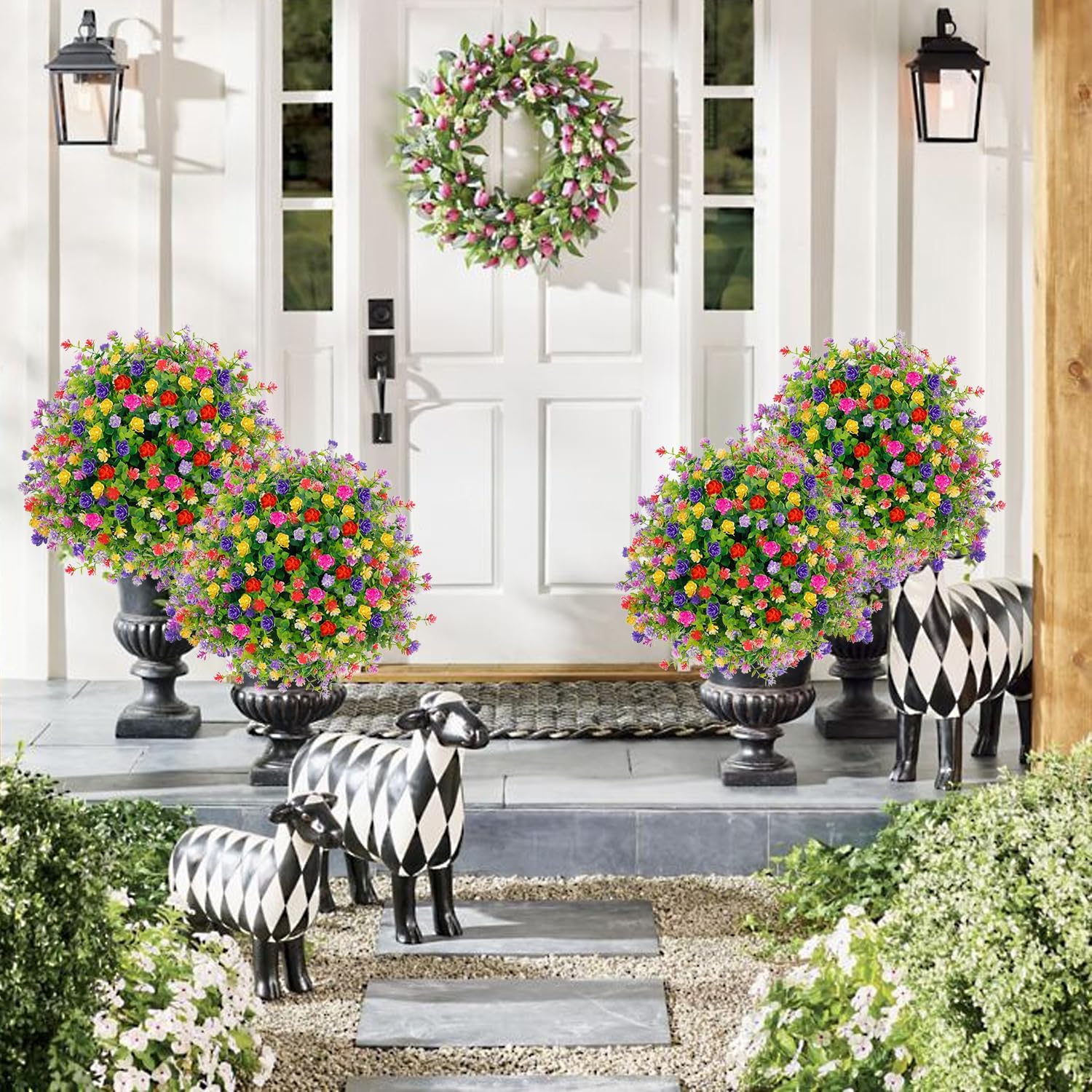 2 Pack Artificial Topiary Ball Trees with Ground Spike