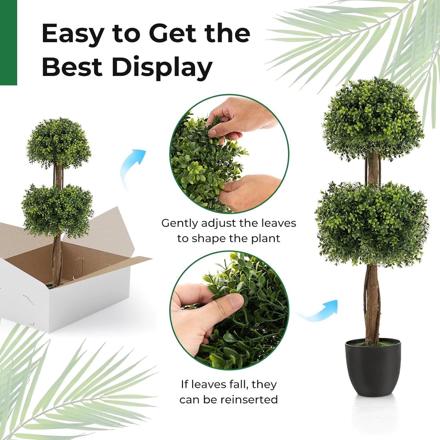 Goplus 40 Inch Artificial Boxwood Topiary Ball Tree