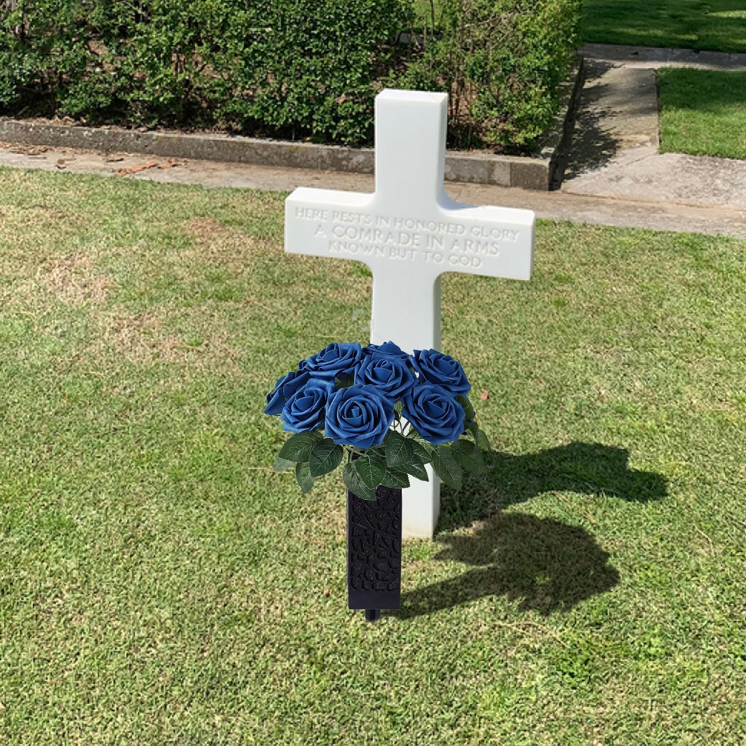 Cemetery Artificial Flower Vase with Foam and Spike