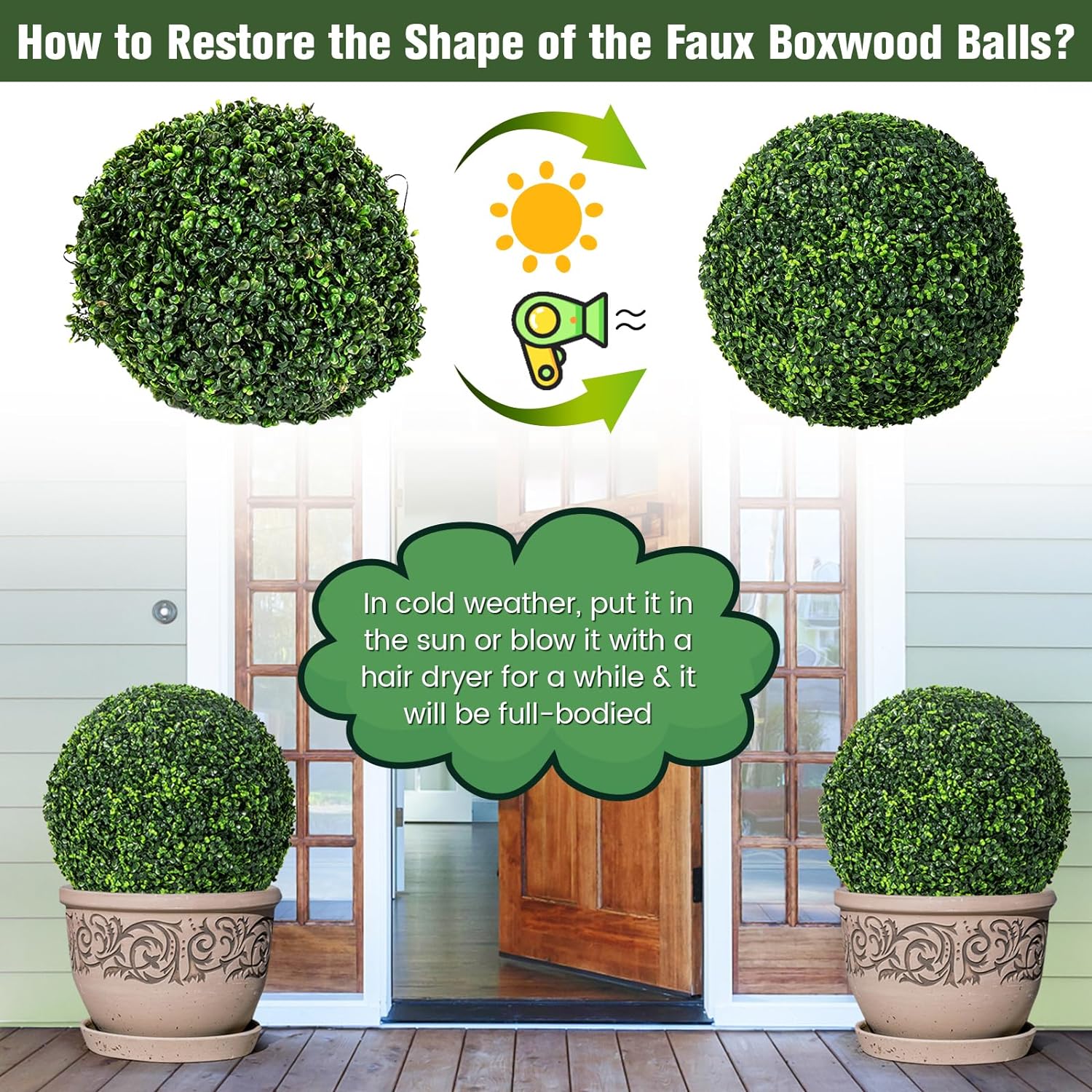 Goplus 2PCS 19 Inch Artificial Topiary Ball Set