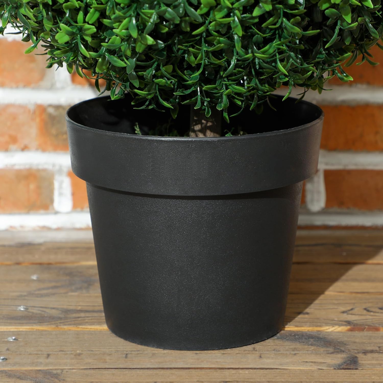 HOMCOM Artificial Trees Set of 2 24 Inch Green Boxwood Topiary