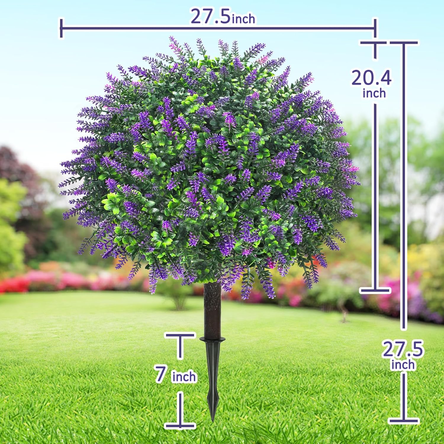 Artificial Lavender Topiary Balls 2 Set 20 Inch Decor