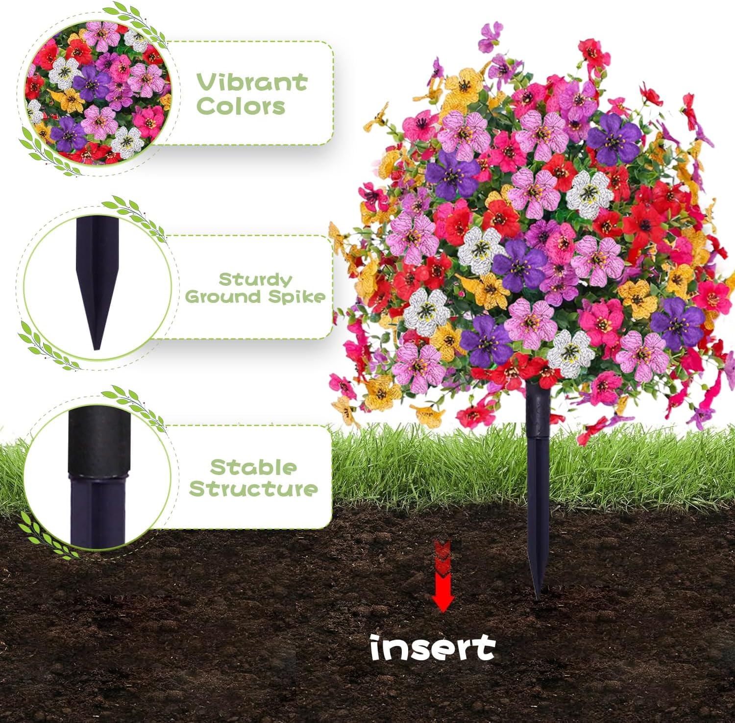 2 Pack Artificial Topiary Trees with Ground Spike UV Resistant