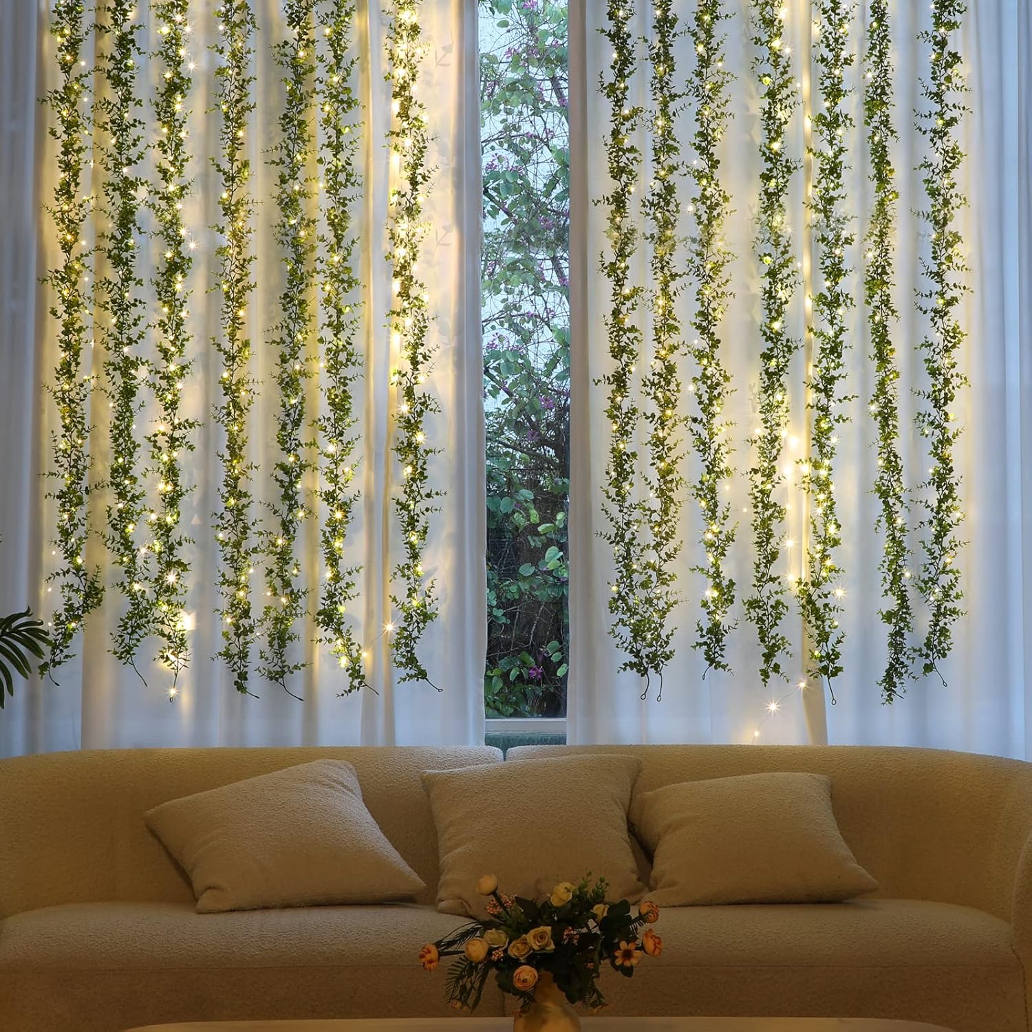 Dolicer 2 Pack Artificial Eucalyptus Garland Grey Green