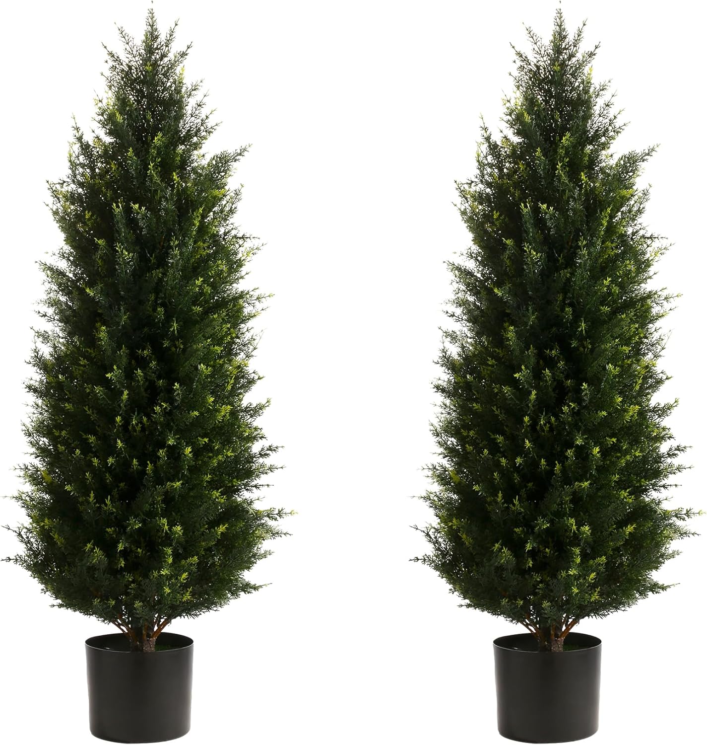 Two 32FT Artificial Cedar Topiary Trees