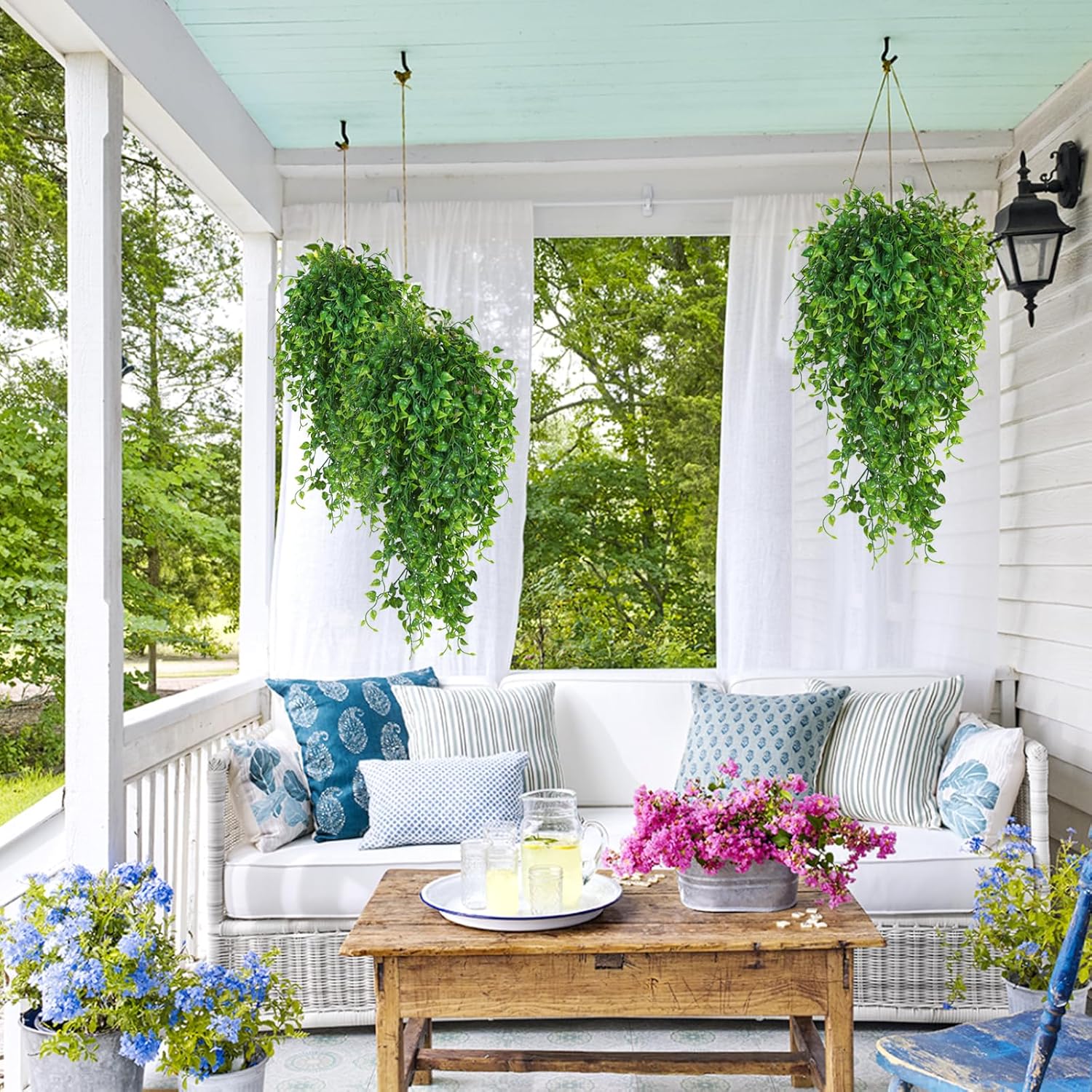 4pcs Artificial Hanging Plants 33-in Faux Ivy Vine Greenery