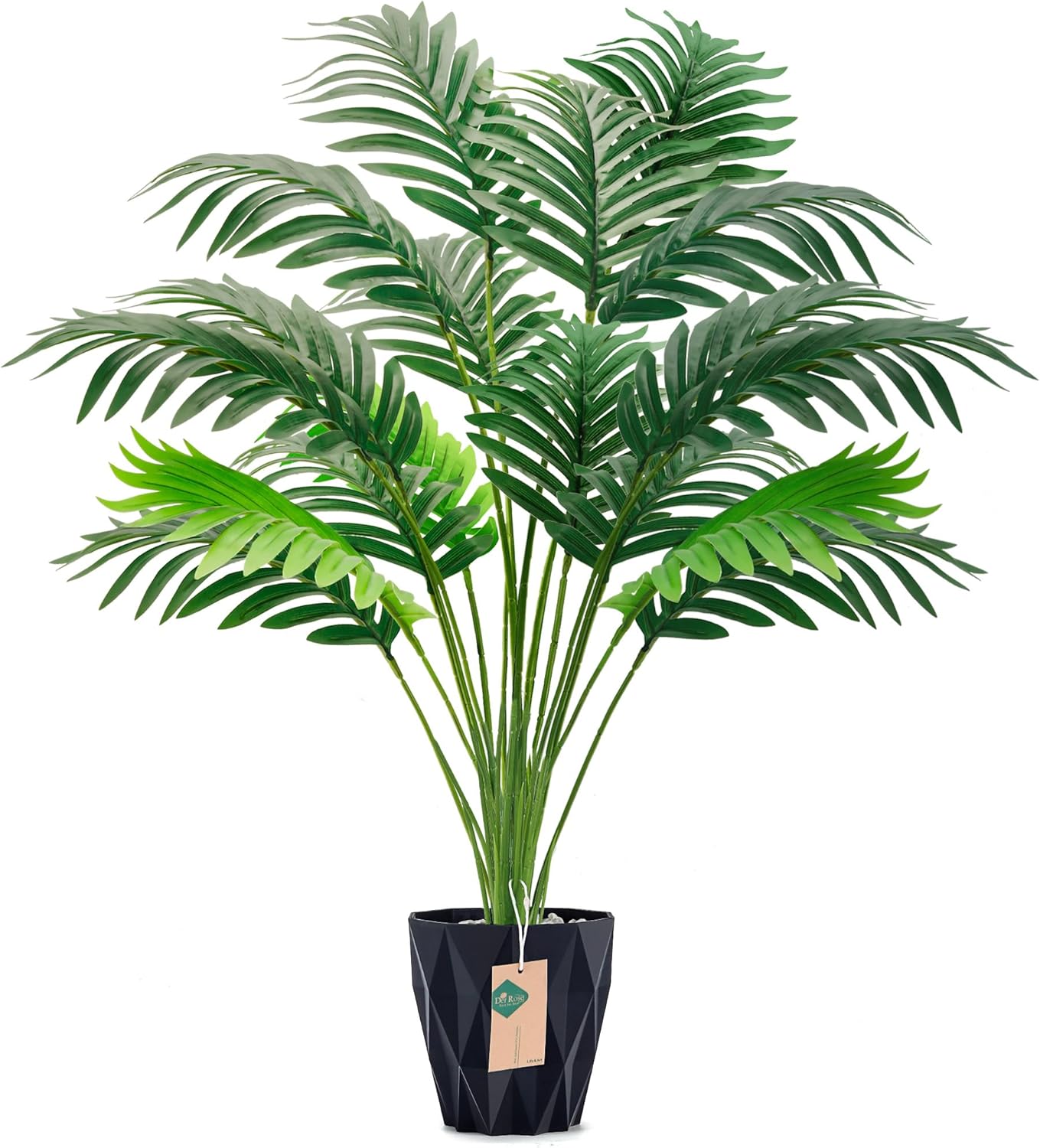 Der Rose 28 Inch Tall Fake Palm Artificial Tree with Black Pot
