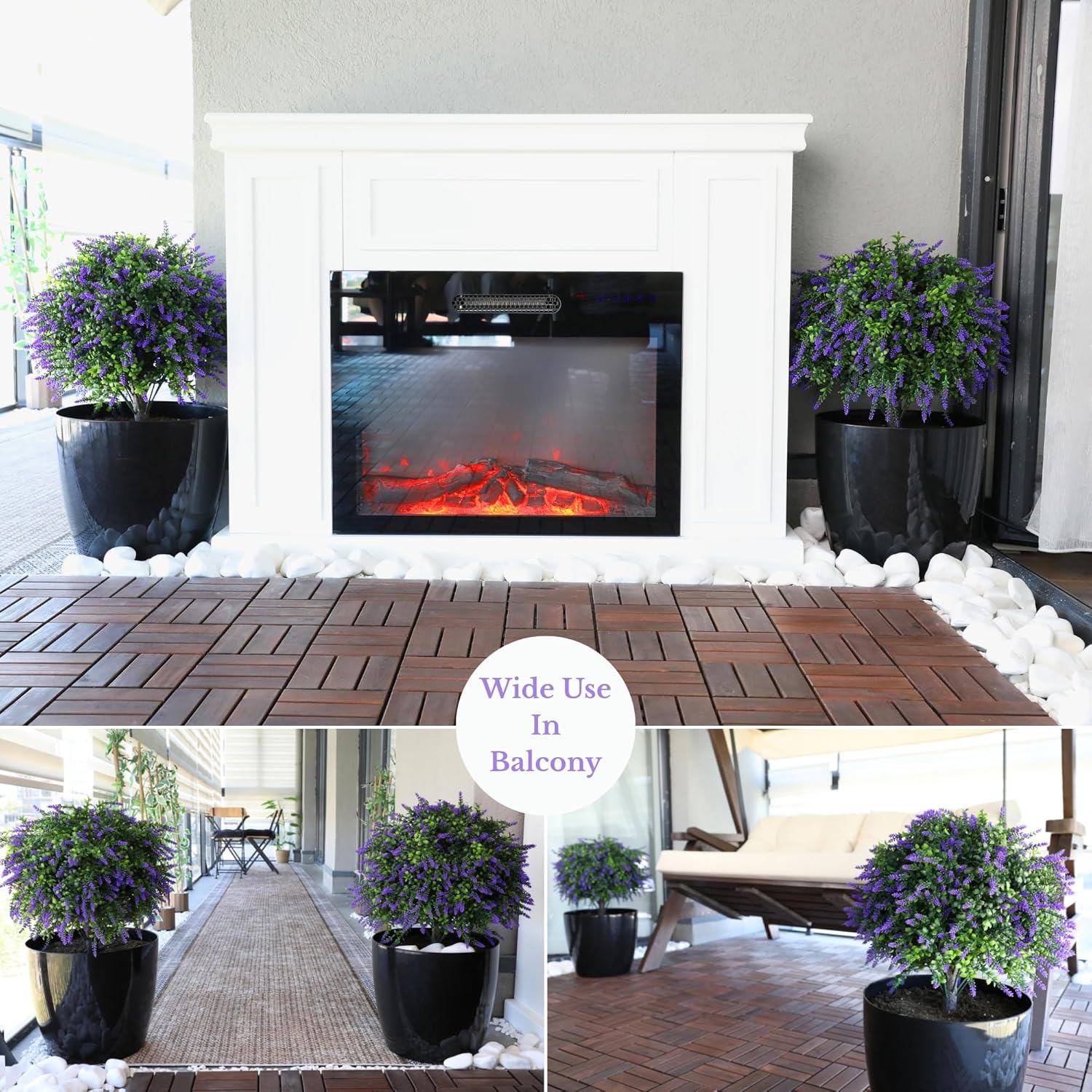 CAZZOVA Artificial Lavender Topiary Balls 2 Pack UV Resistant