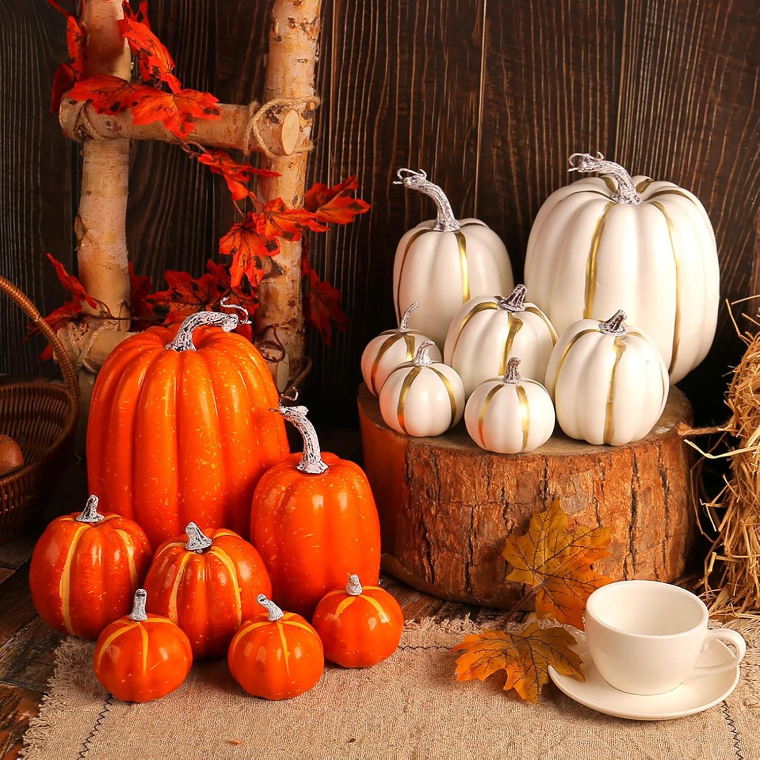 Belupai 7 Pcs Artificial Pumpkins Decor