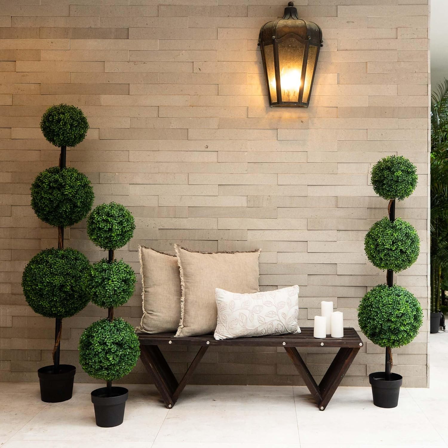 Nearly Natural 5ft Artificial Triple Ball Boxwood Topiary Tree 1