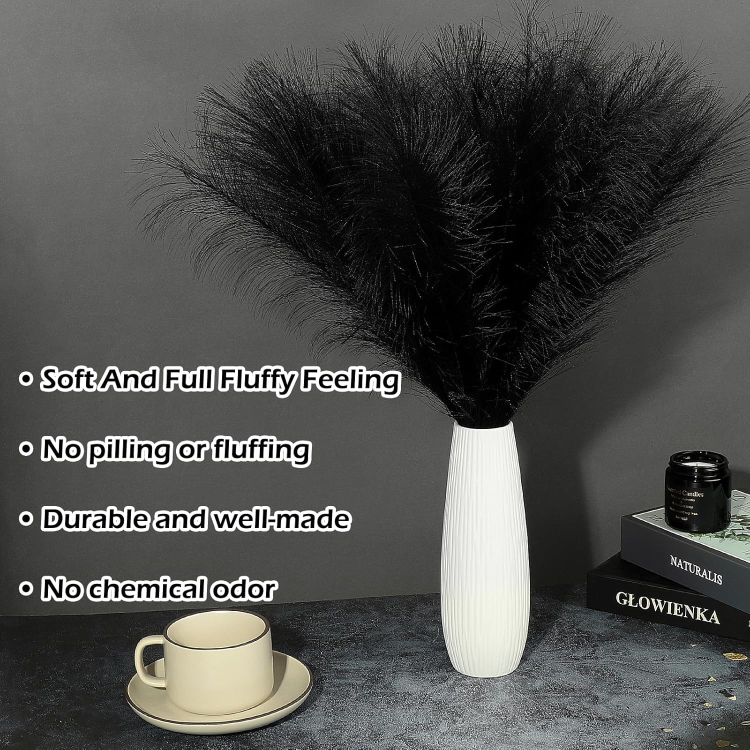 SeptCat 30 Pcs Black Pampas Grass Decor