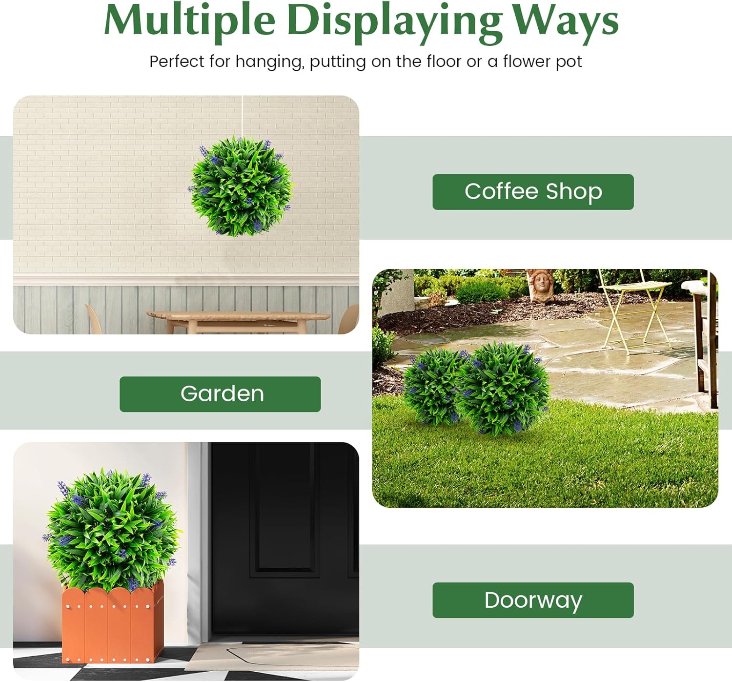 Goplus Artificial Lavender Topiary Balls Set of 2