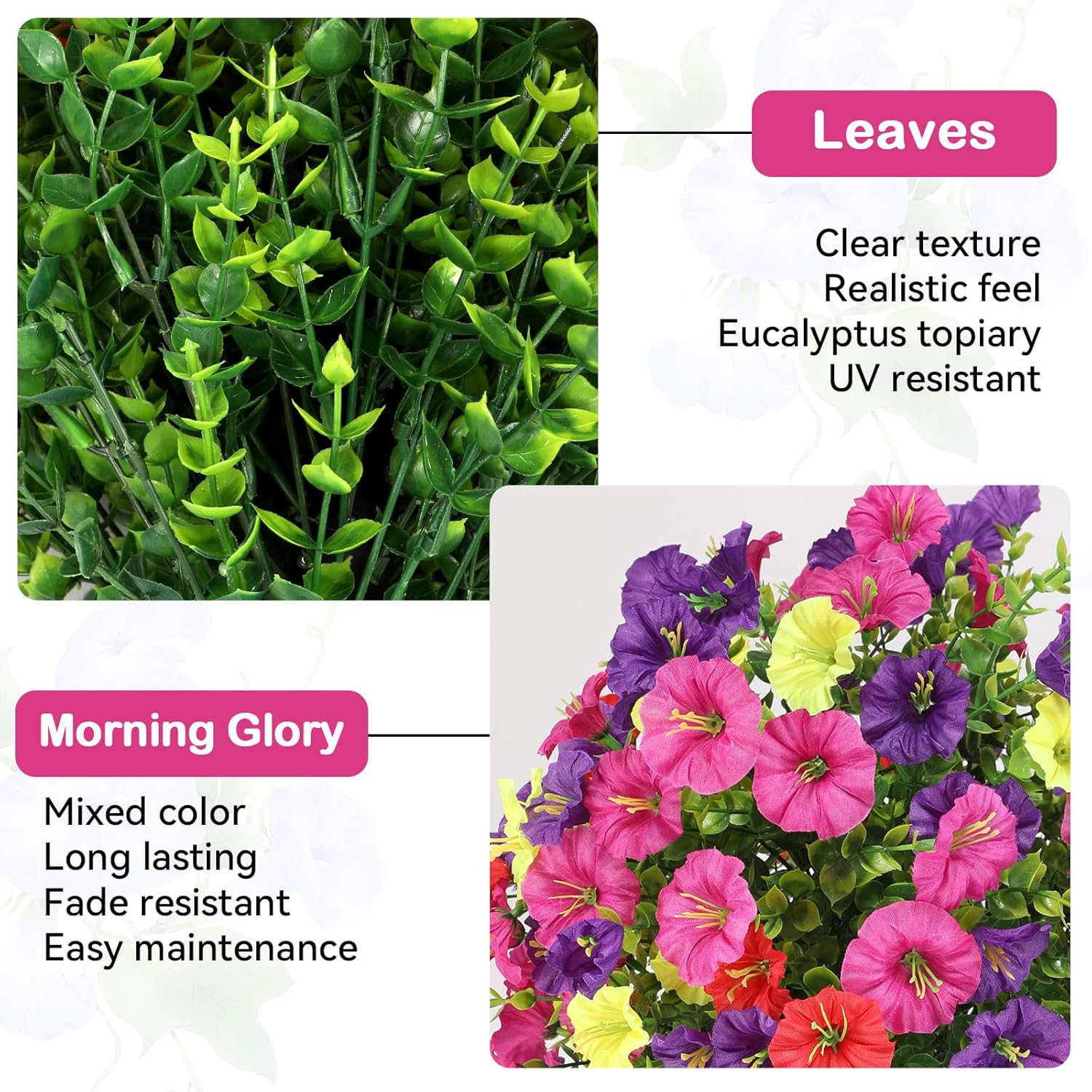 Artificial Eucalyptus Topiary Ball with Flowers 24 Inch UV Resistant Faux Plant