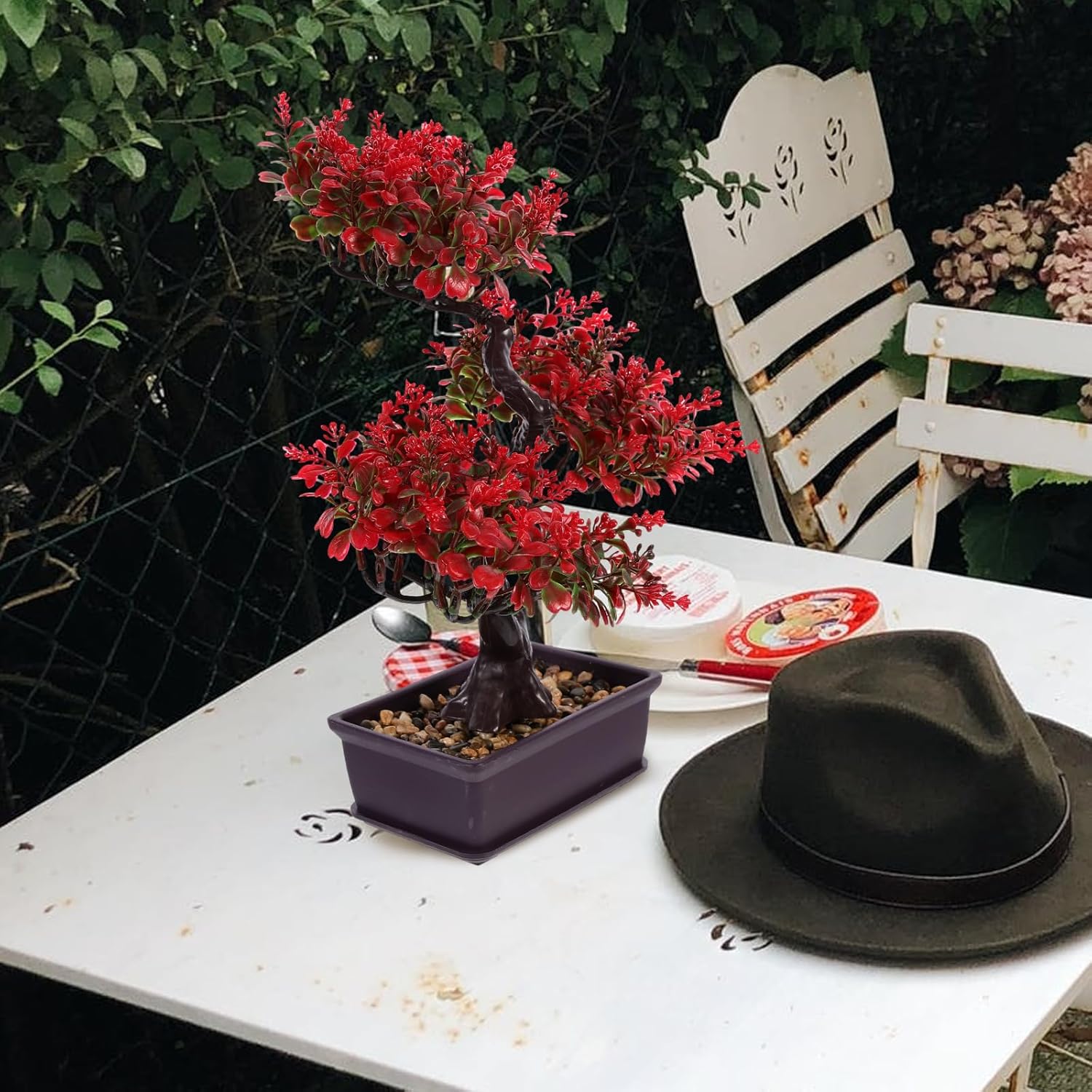 Cabilock Artificial Red Bonsai Tree Indoor Decor