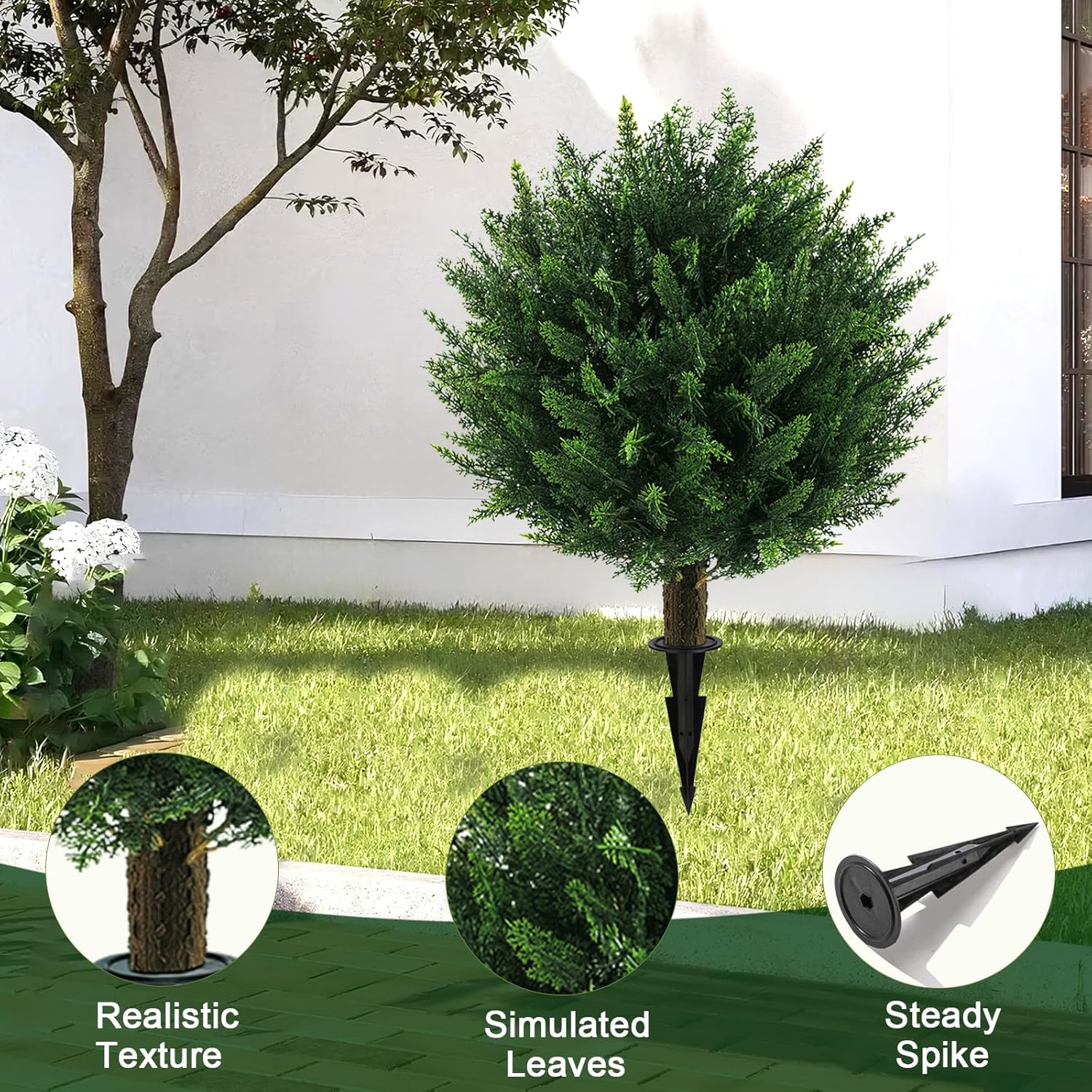 Grewyear Artificial Cedar Topiary Ball Tree Set of 2
