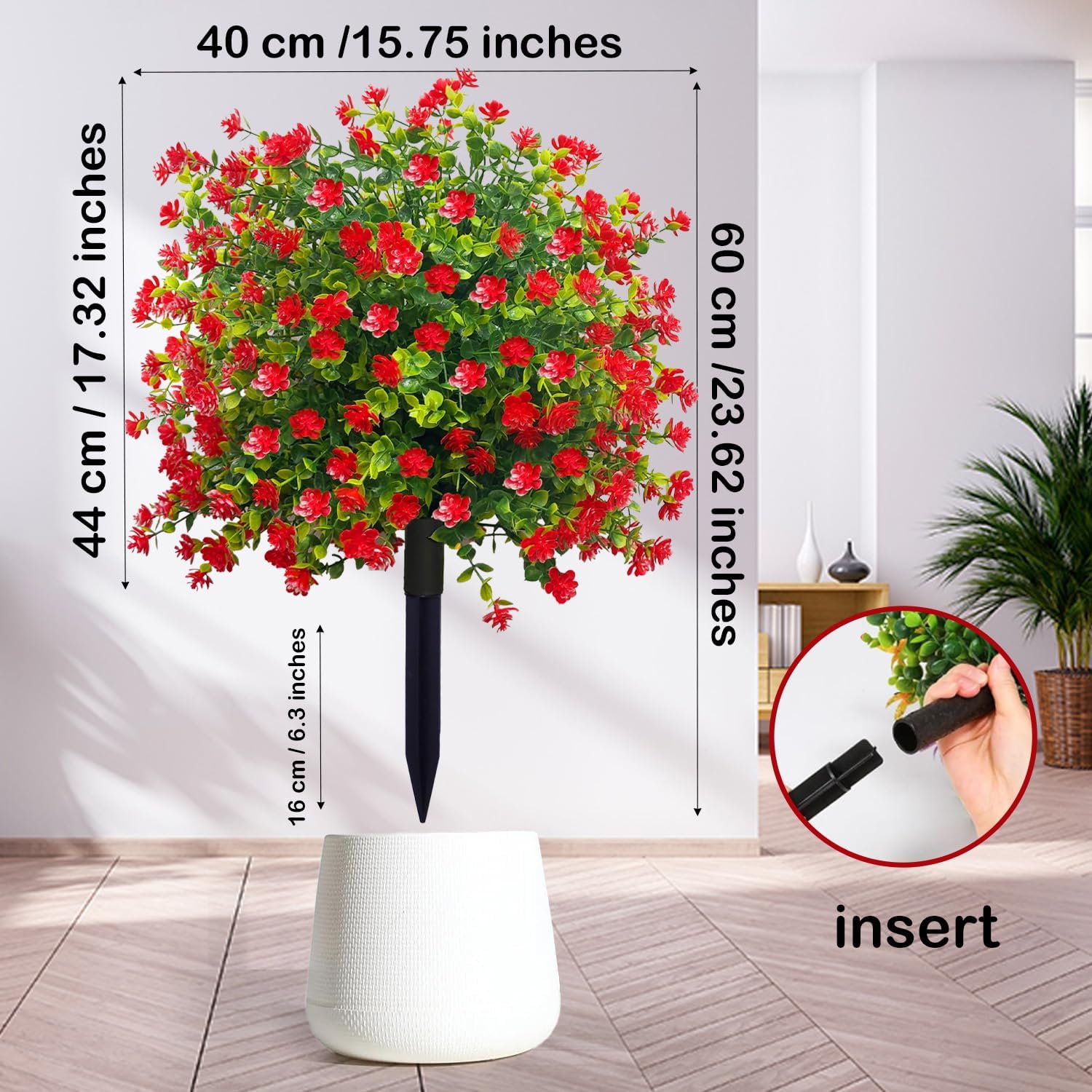 YUGYUM Artificial Topiary Boxwood Rose Balls 23 Set of 2