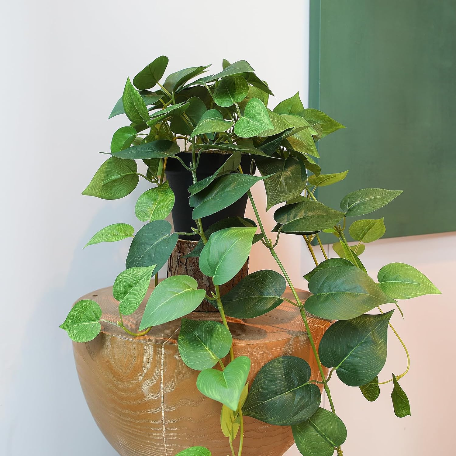 Fake Pothos Hanging Plants Set of 2 Green Artificial Plants