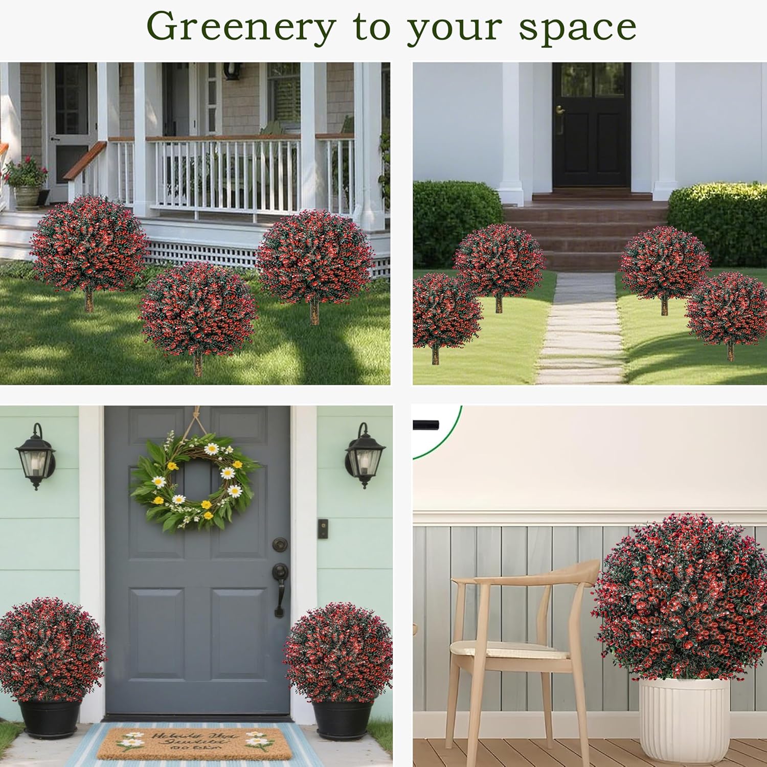 Ronyila Artificial Boxwood Topiary Ball Tree Set of 2