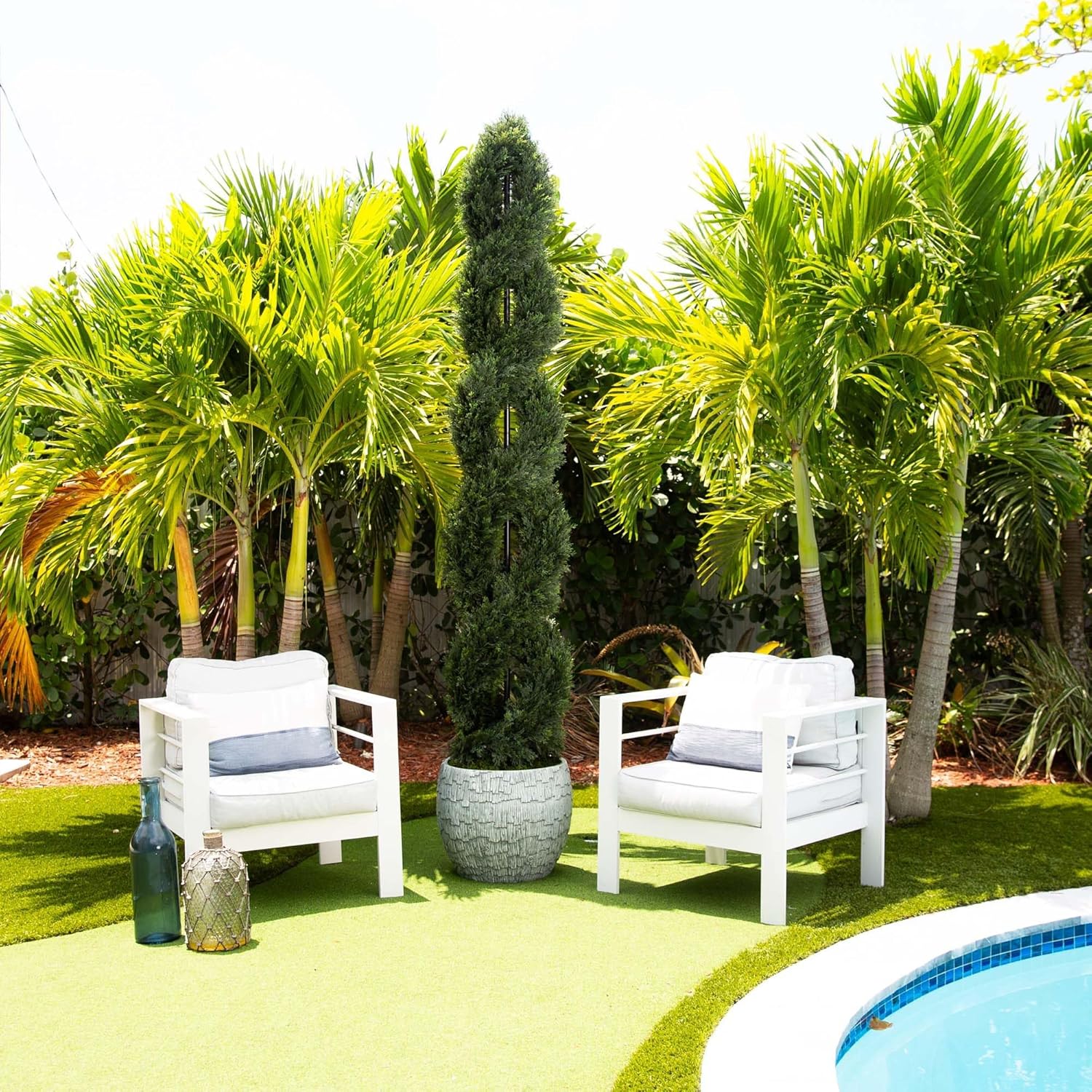 Nearly Natural 8ft Double Pond Cypress Spiral Topiary UV Resistant