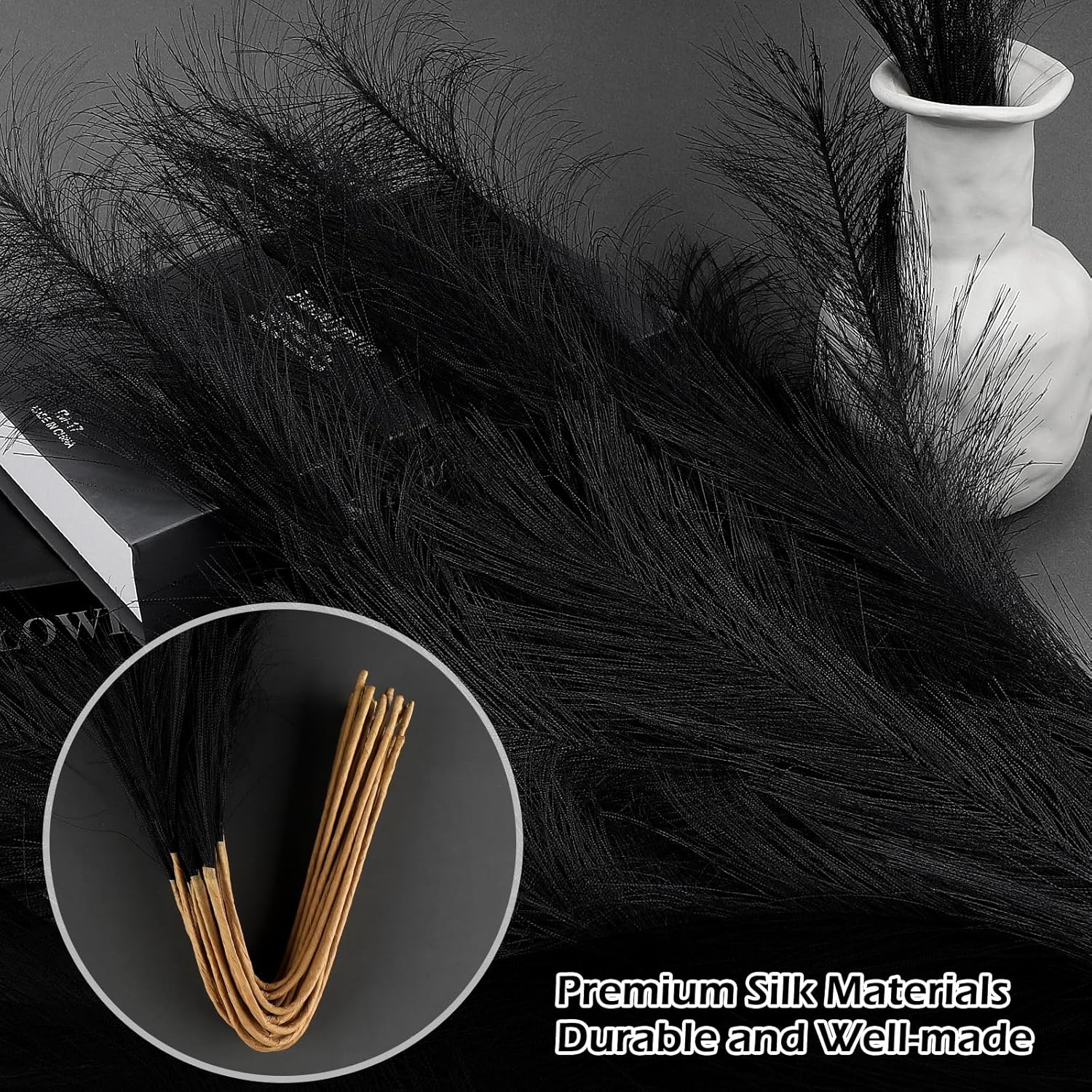 SeptCat 30 Pcs Black Pampas Grass Decor