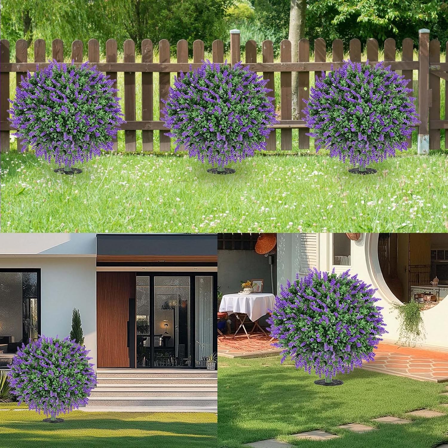 Artificial Boxwood Topiary Balls with Lavender Set of 2