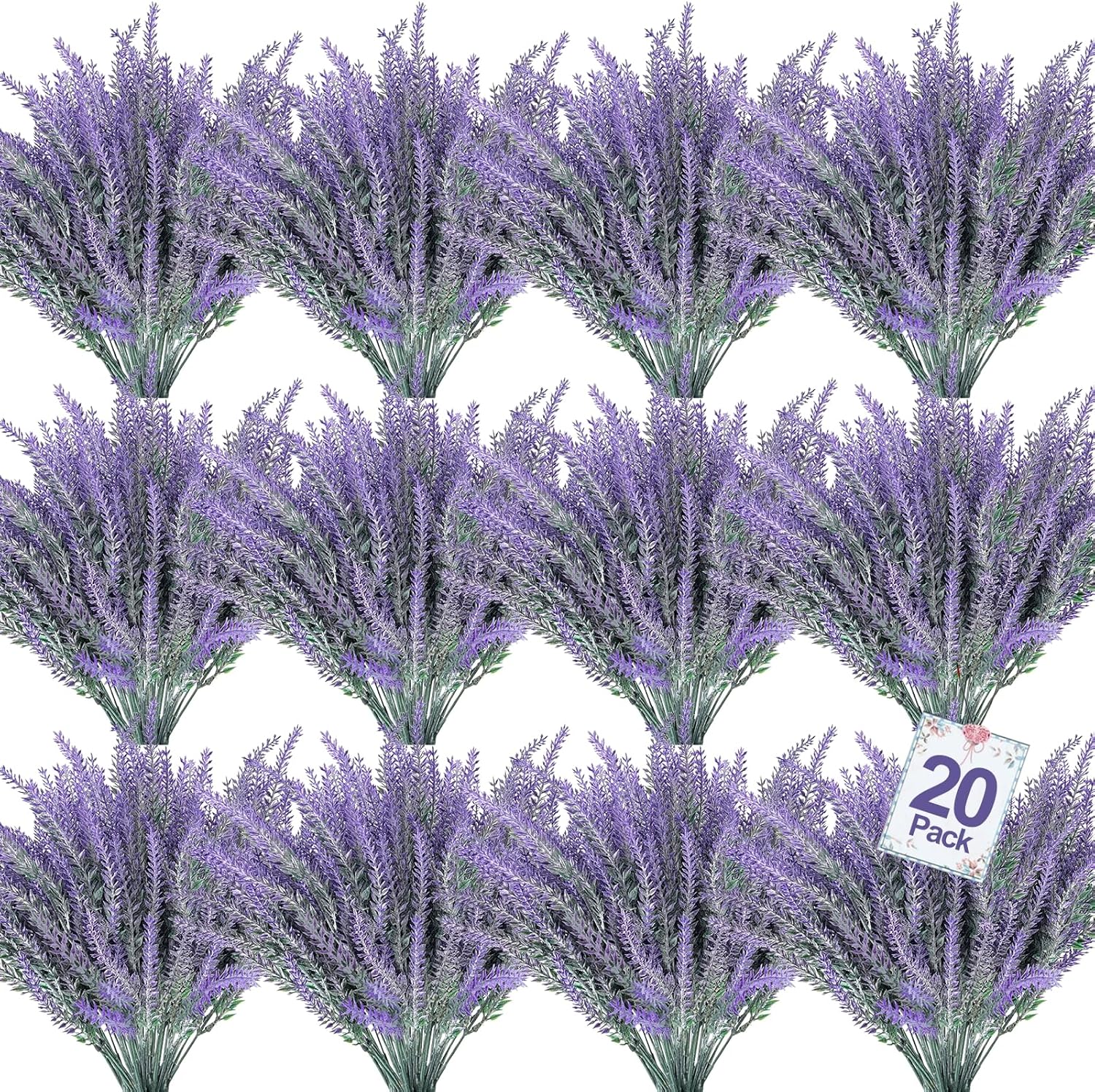 TURNMEON 20 Bundle Artificial Lavender Flowers UV Resistant