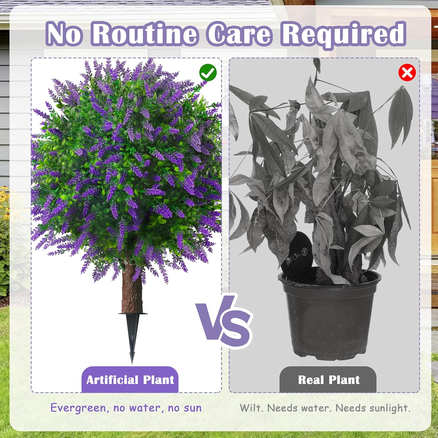 Sunnyglade 255 Inch Artificial Lavender Topiary Set of 2