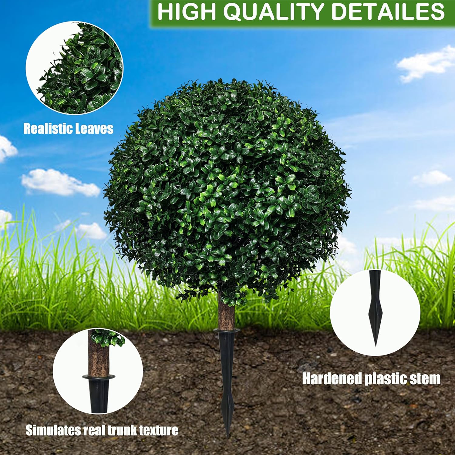 Realistic Artificial Boxwood Ball Topiary Set of 2