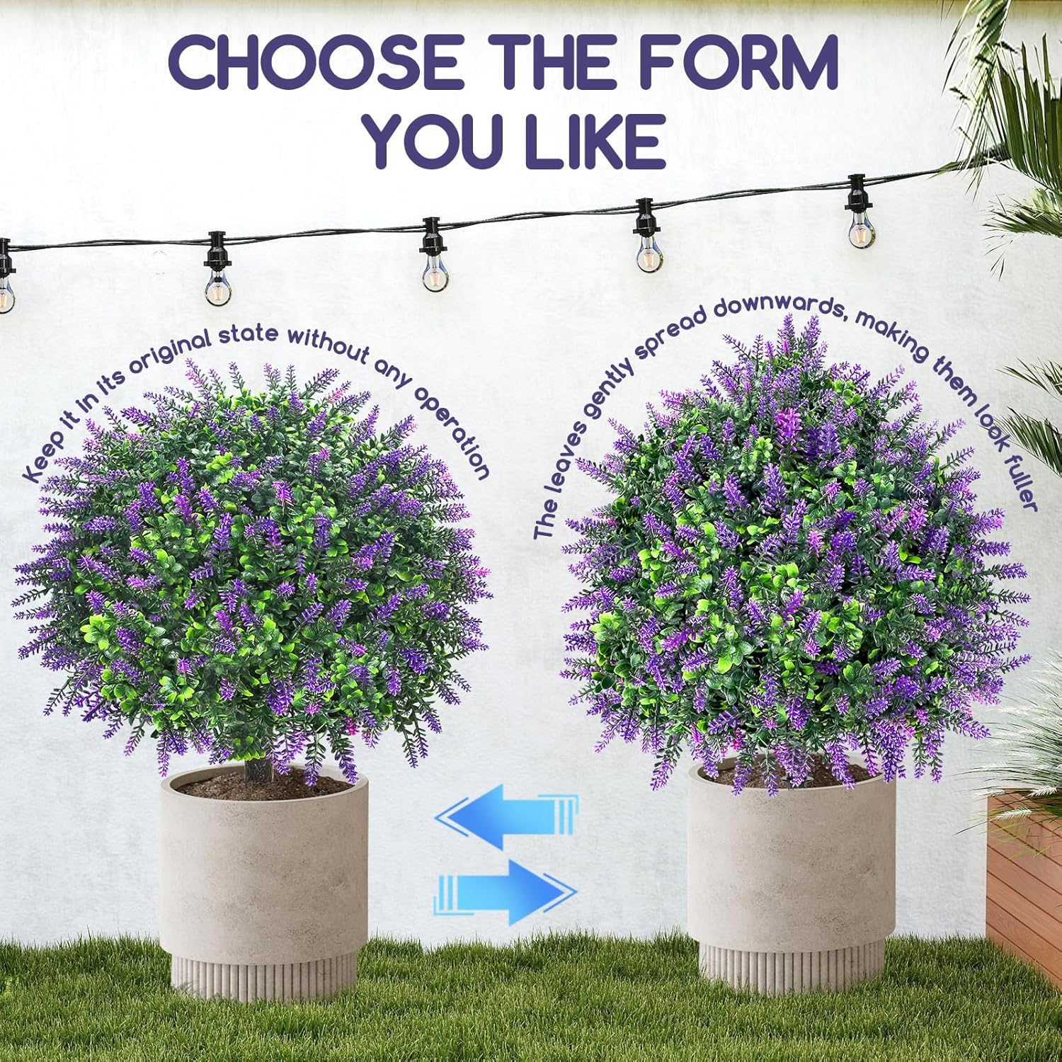 Artificial Lavender Topiary Balls 2 Set 20 Inch Decor