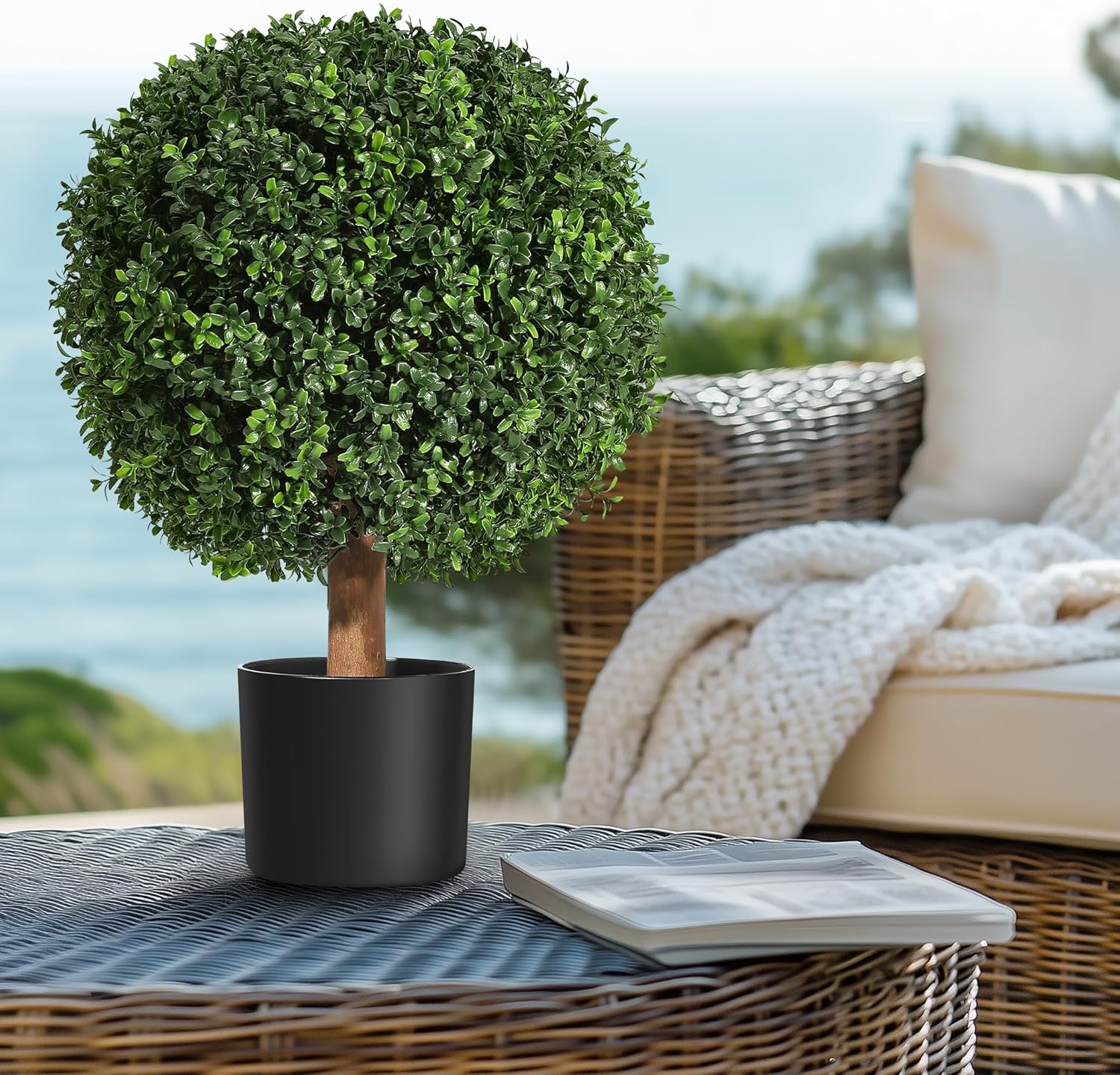 GarveeHome 24 Inch Artificial Topiary Boxwood Ball Set of 2