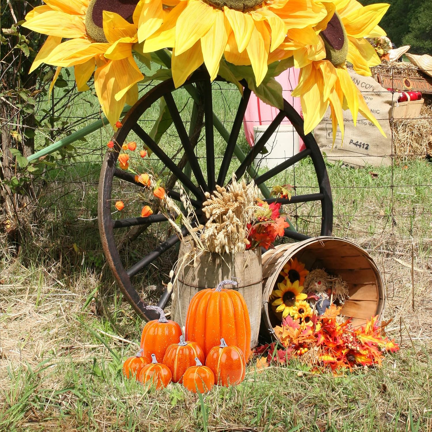 Belupai 7 Pcs Artificial Pumpkins Decor