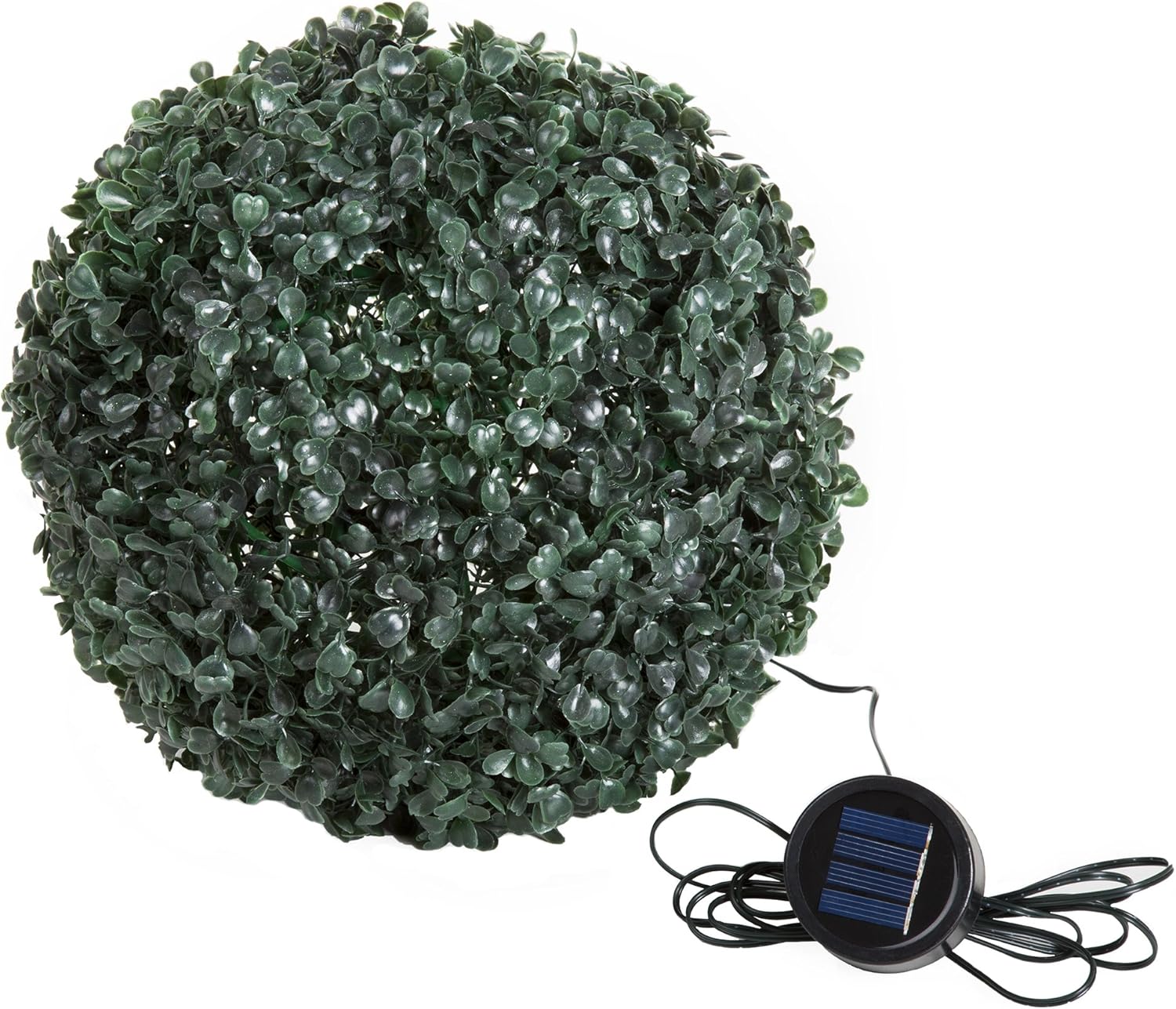 11in Pre-Lit Faux Boxwood Topiary with Solar Lights
