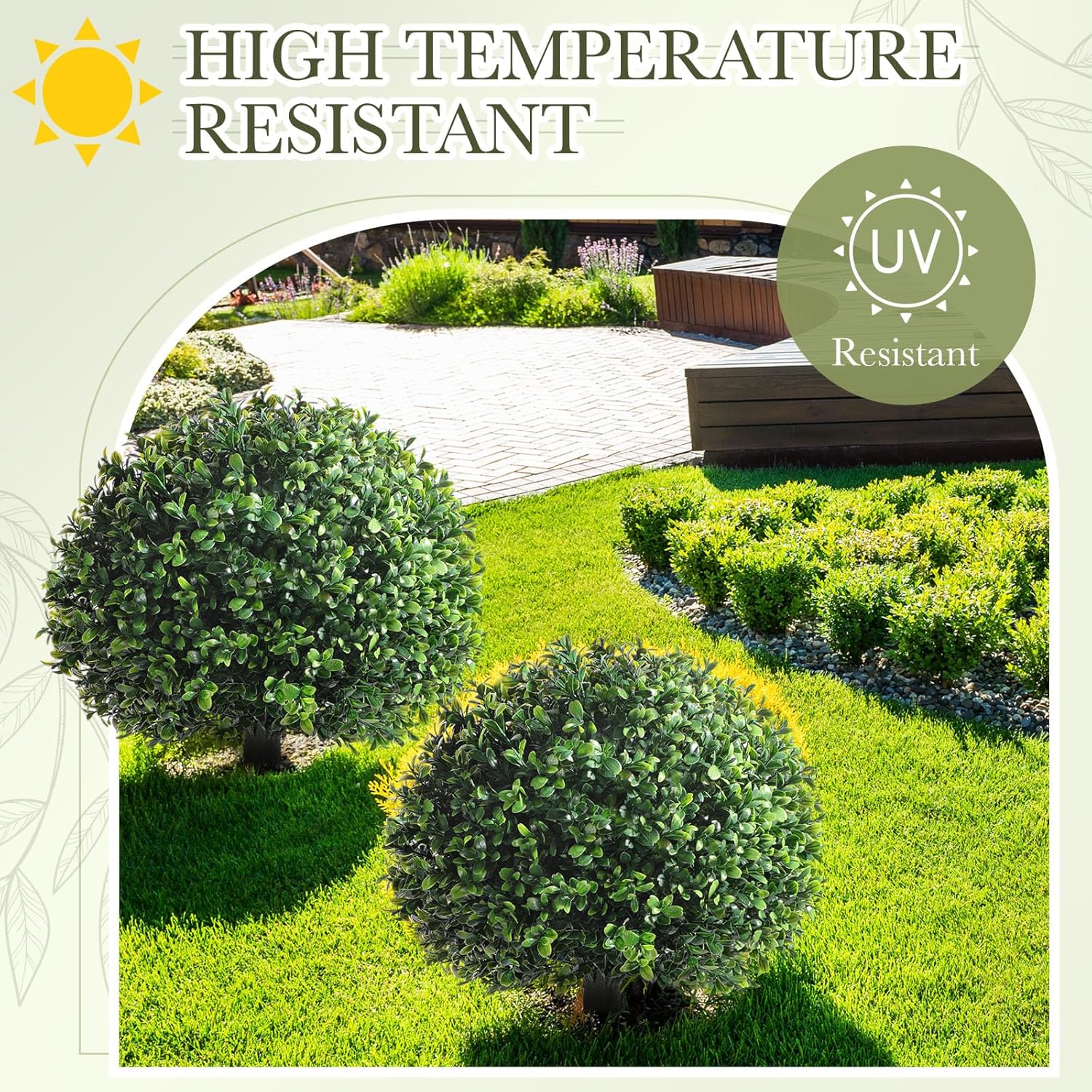 Yunlly 4 Pack 18 Inch Artificial Boxwood Topiary Trees