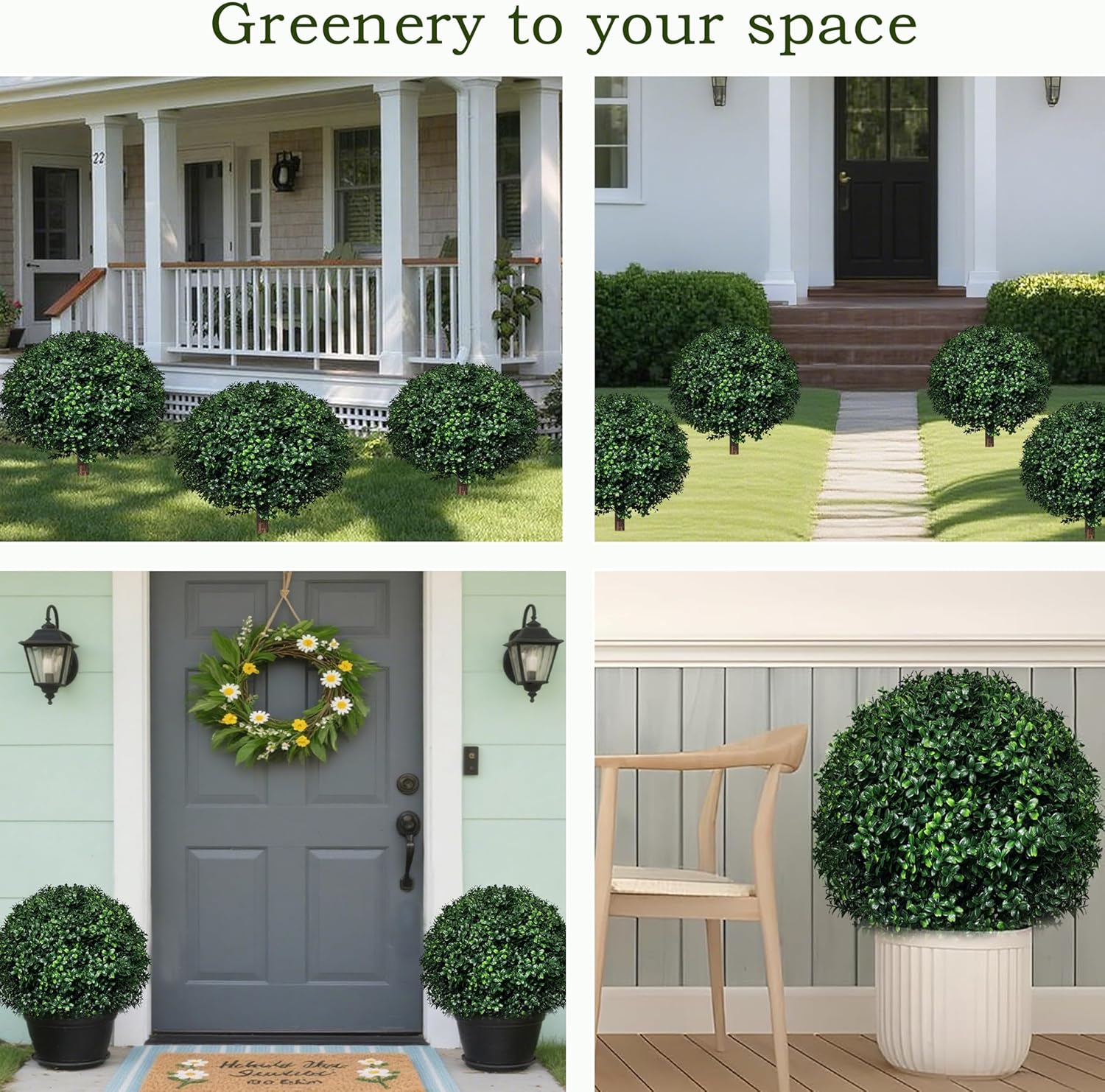 Realistic Artificial Boxwood Ball Topiary Set of 2