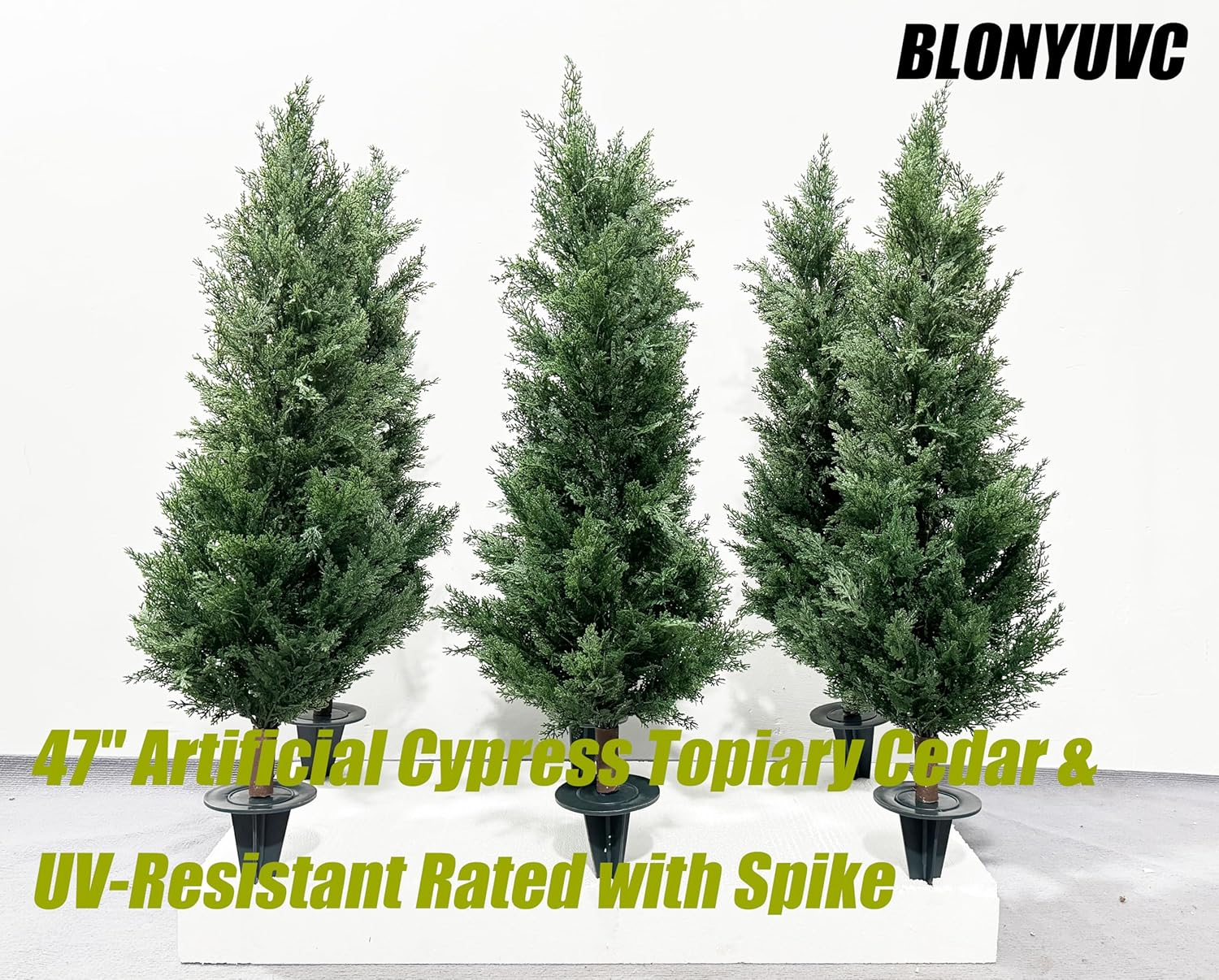 47 Inch Artificial Cypress Topiary Set of 2 with Spike